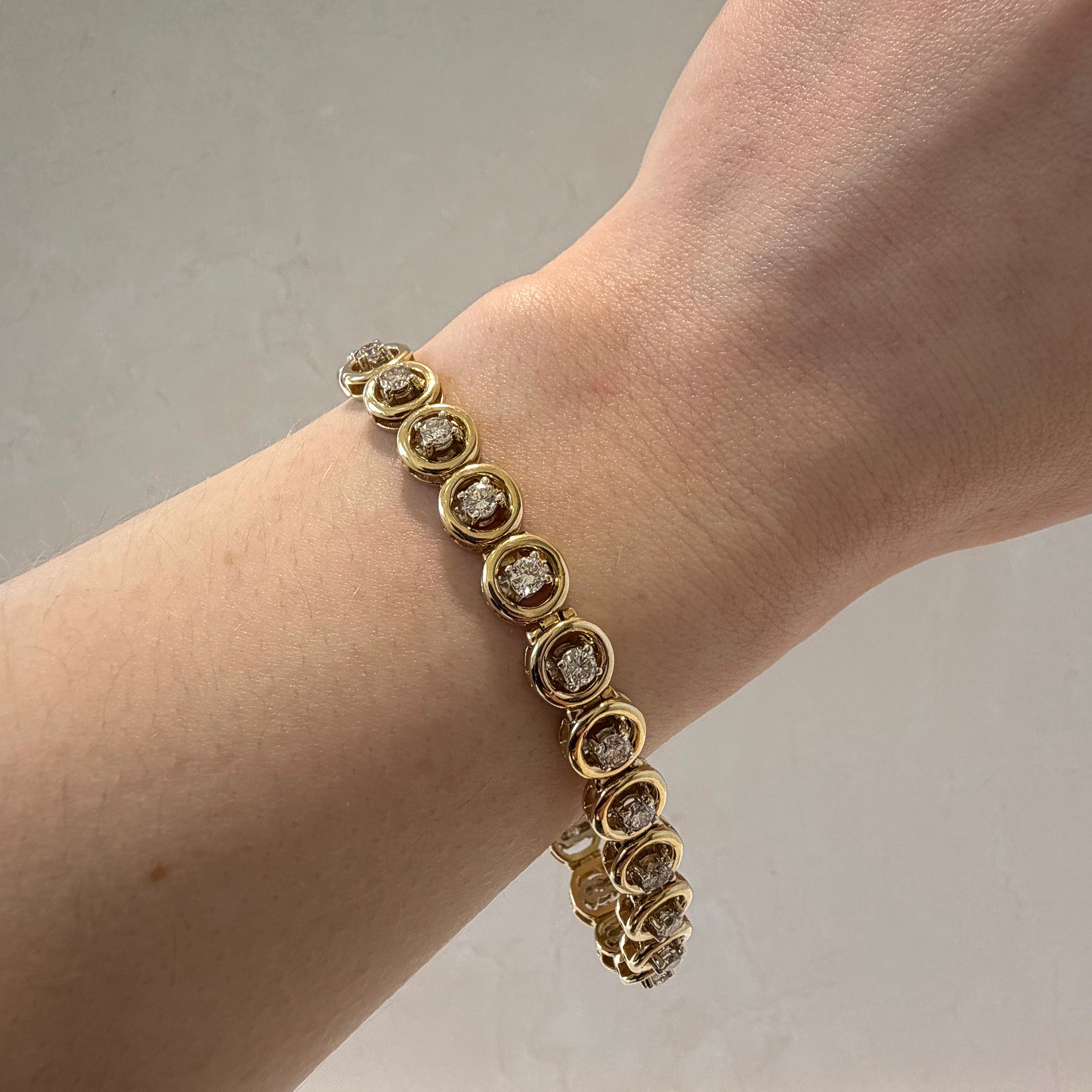 Vintage 3ctw Diamond 14K Yellow Gold Tennis Bracelet