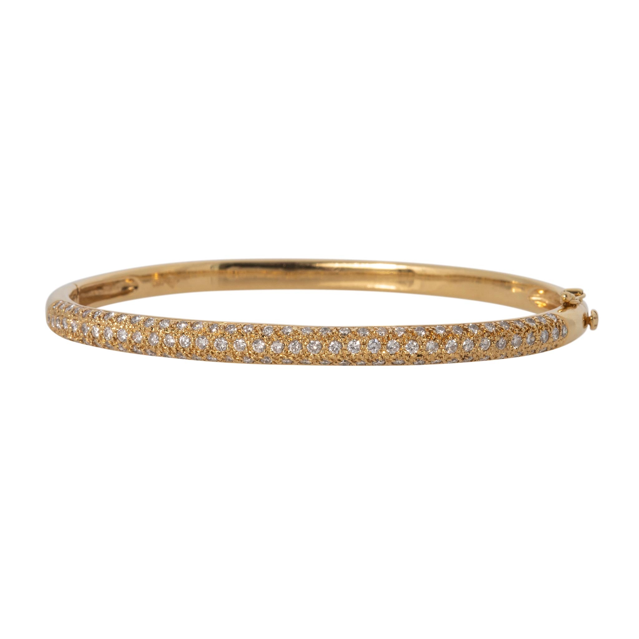Estate 1.55ctw Diamond Pavé 18K Yellow Gold Bangle