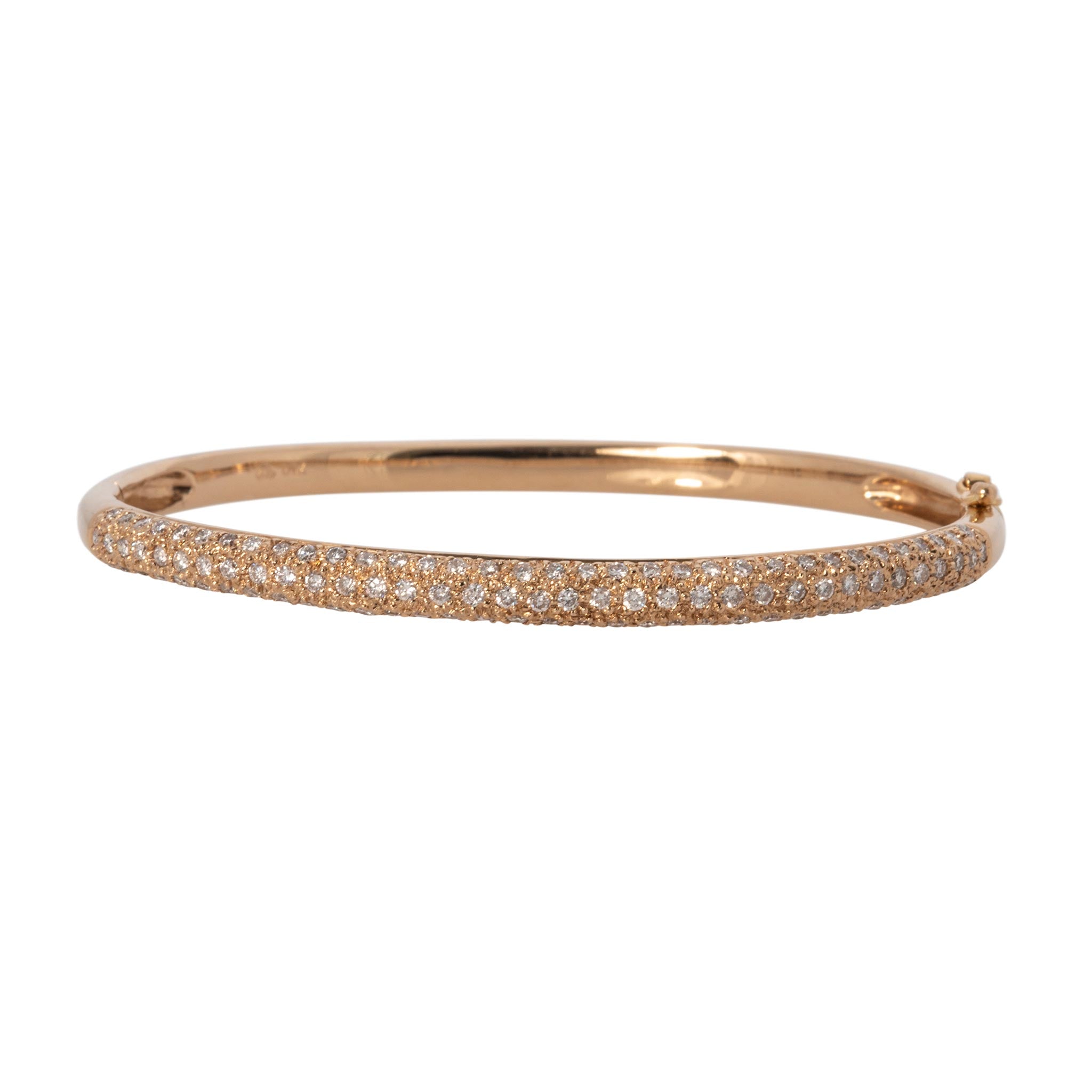 Estate 1.55ctw Diamond Pavé 18K Rose Gold Bangle