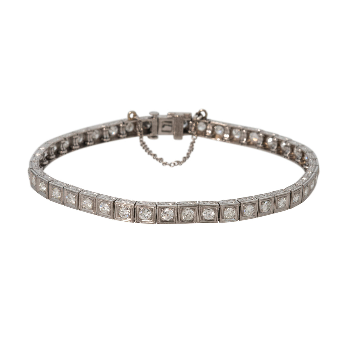 Art Deco Style 2.6ctw Diamond Platinum Tennis Bracelet
