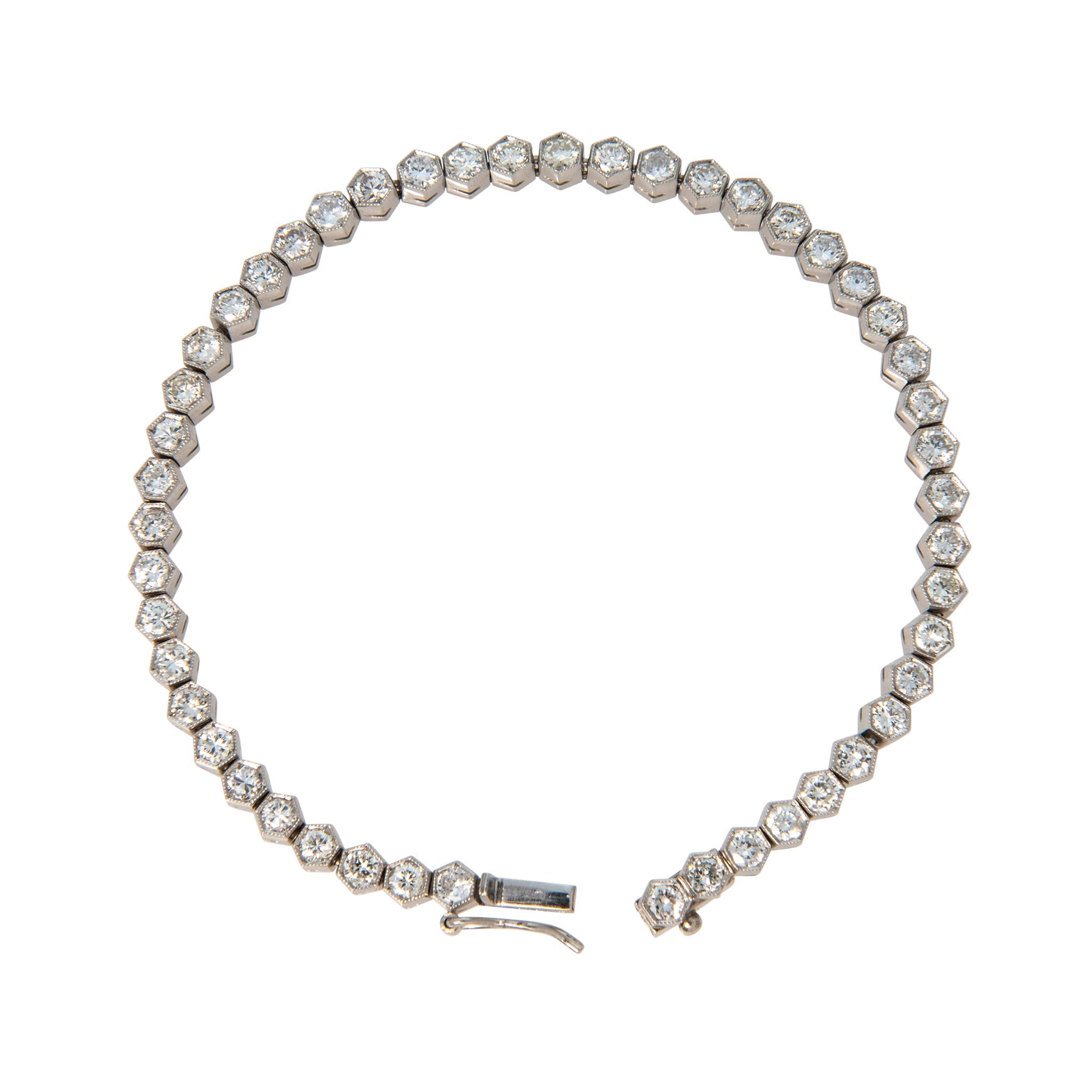 Art Deco Style 4.33ctw Diamond Hexagon Bezel Platinum Bracelet