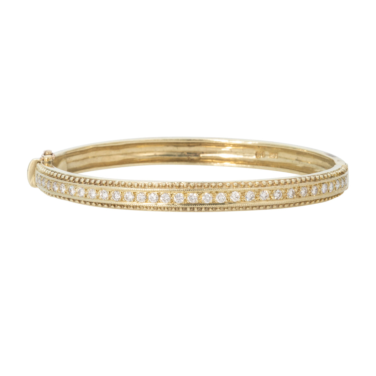 Estate 1.86ctw Diamond 14K Yellow Gold Beaded Edge Bangle