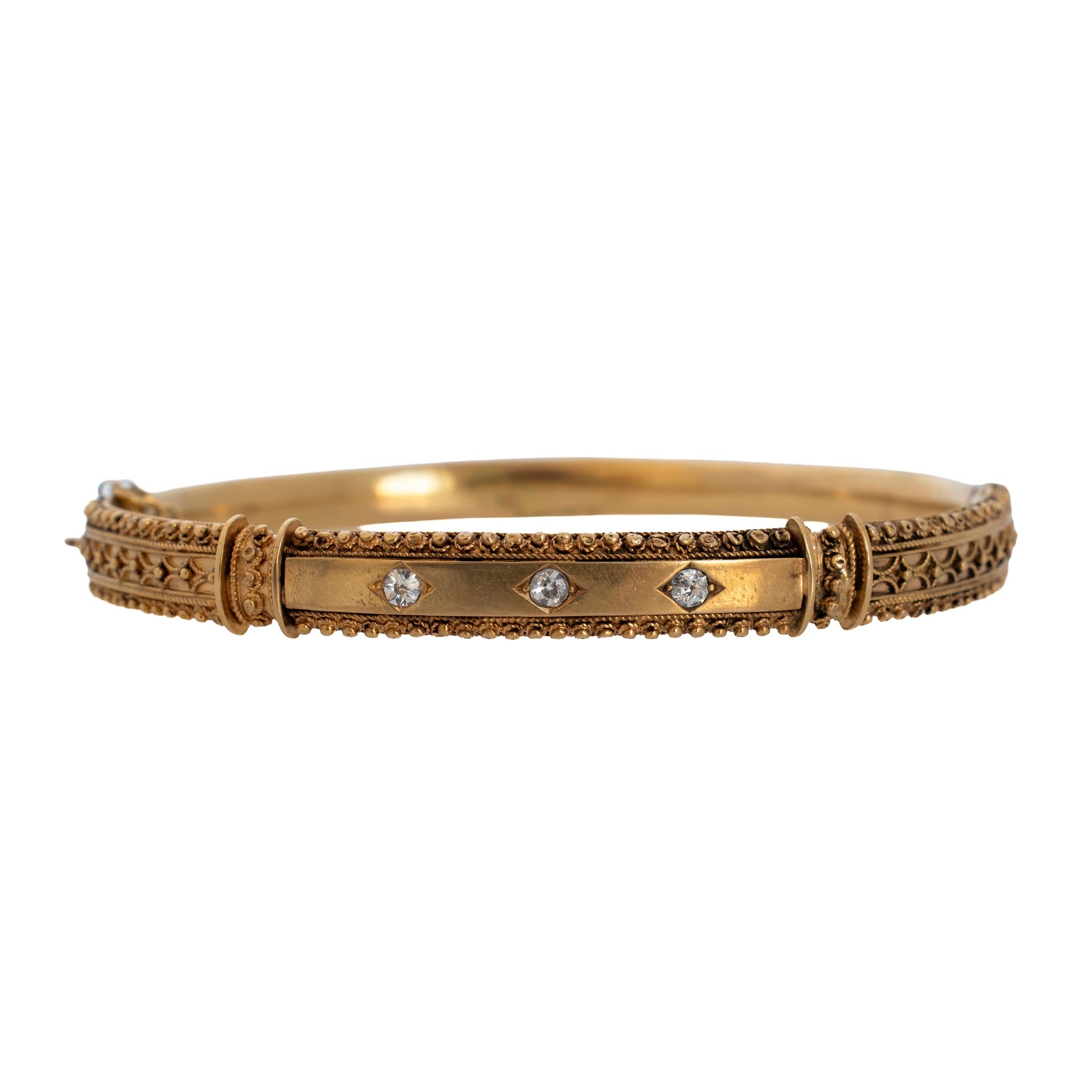 v*i様 visvim I.C.T. 22 VINTAGE BANGLE Ind Victorian Etruscan Revival Diamond 15K Yellow Gold Bangle