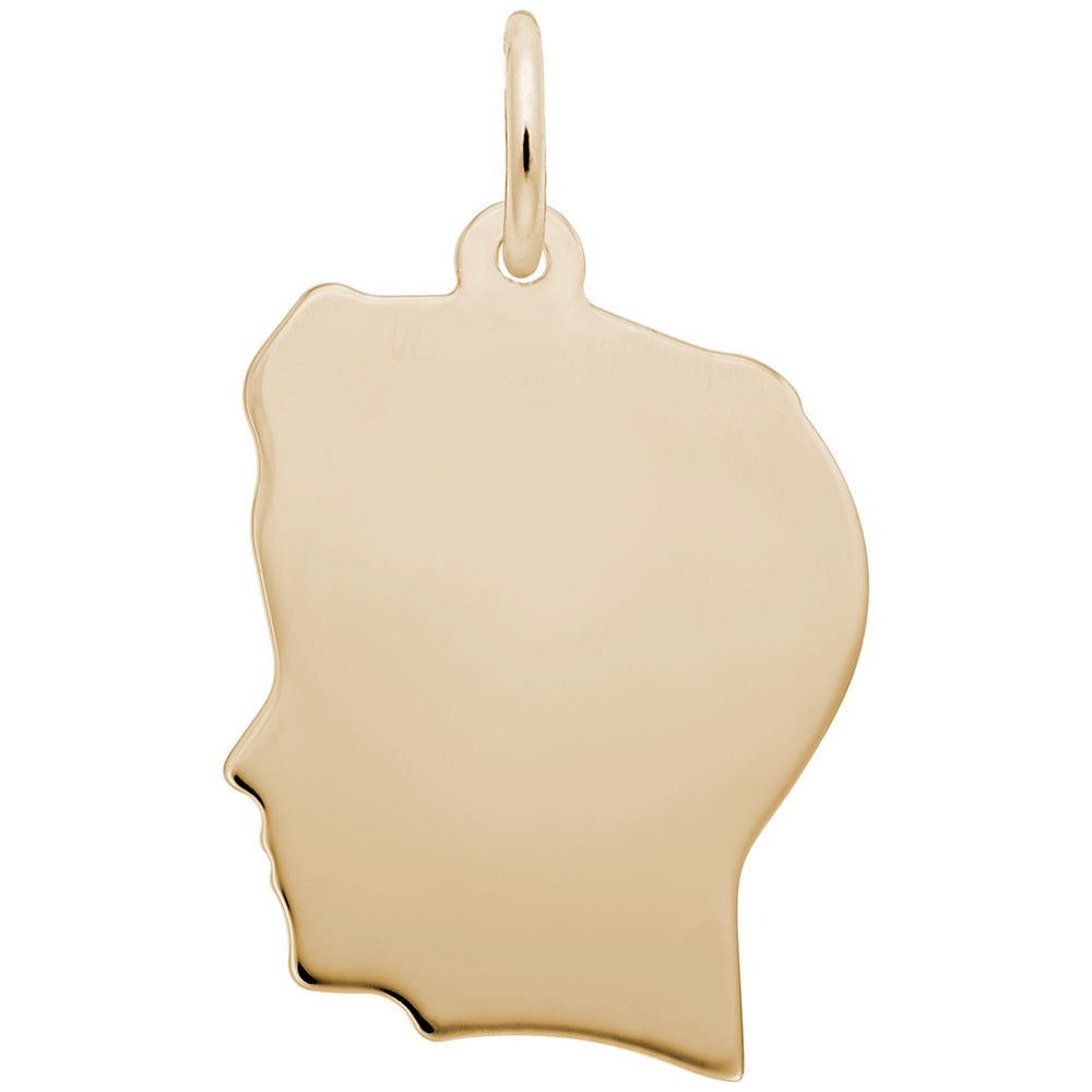 14K Yellow Gold Boy's Head Silhouette Large Charm