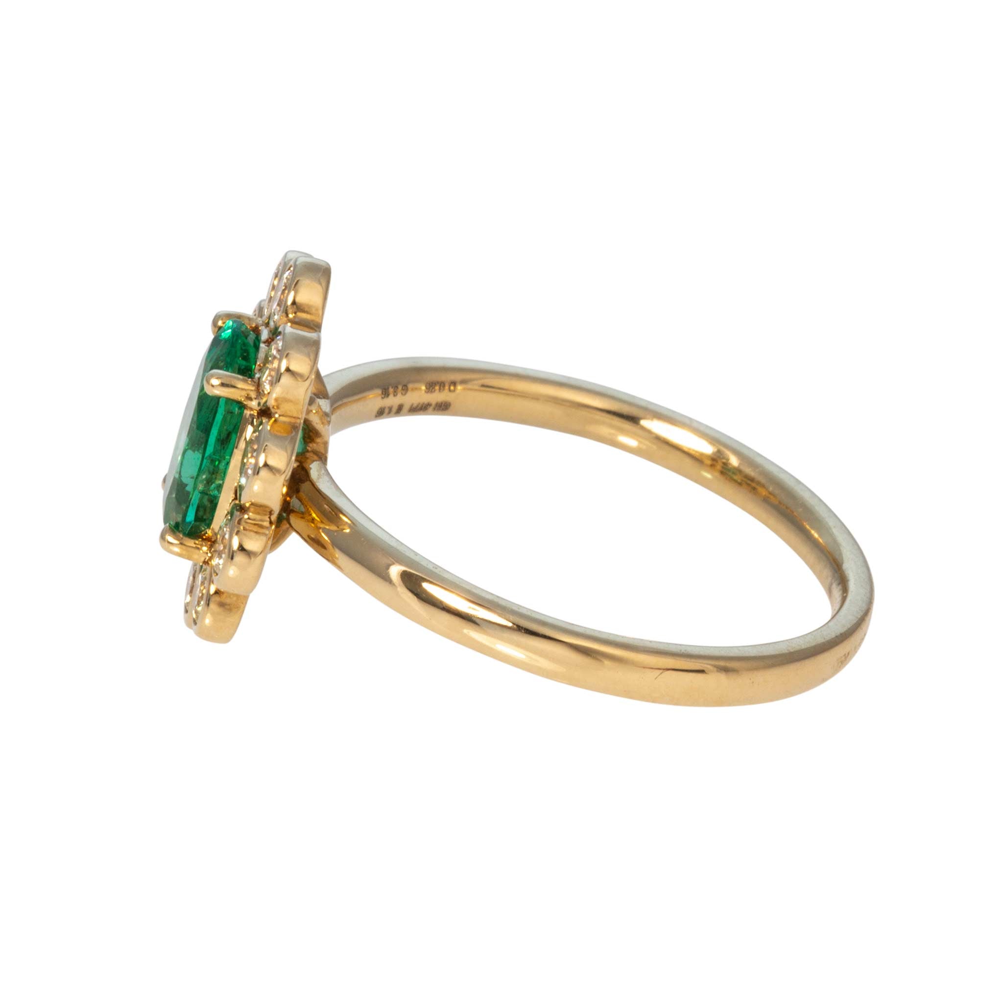 Oval Emerald & Round Diamond 14K Yellow Gold Ring