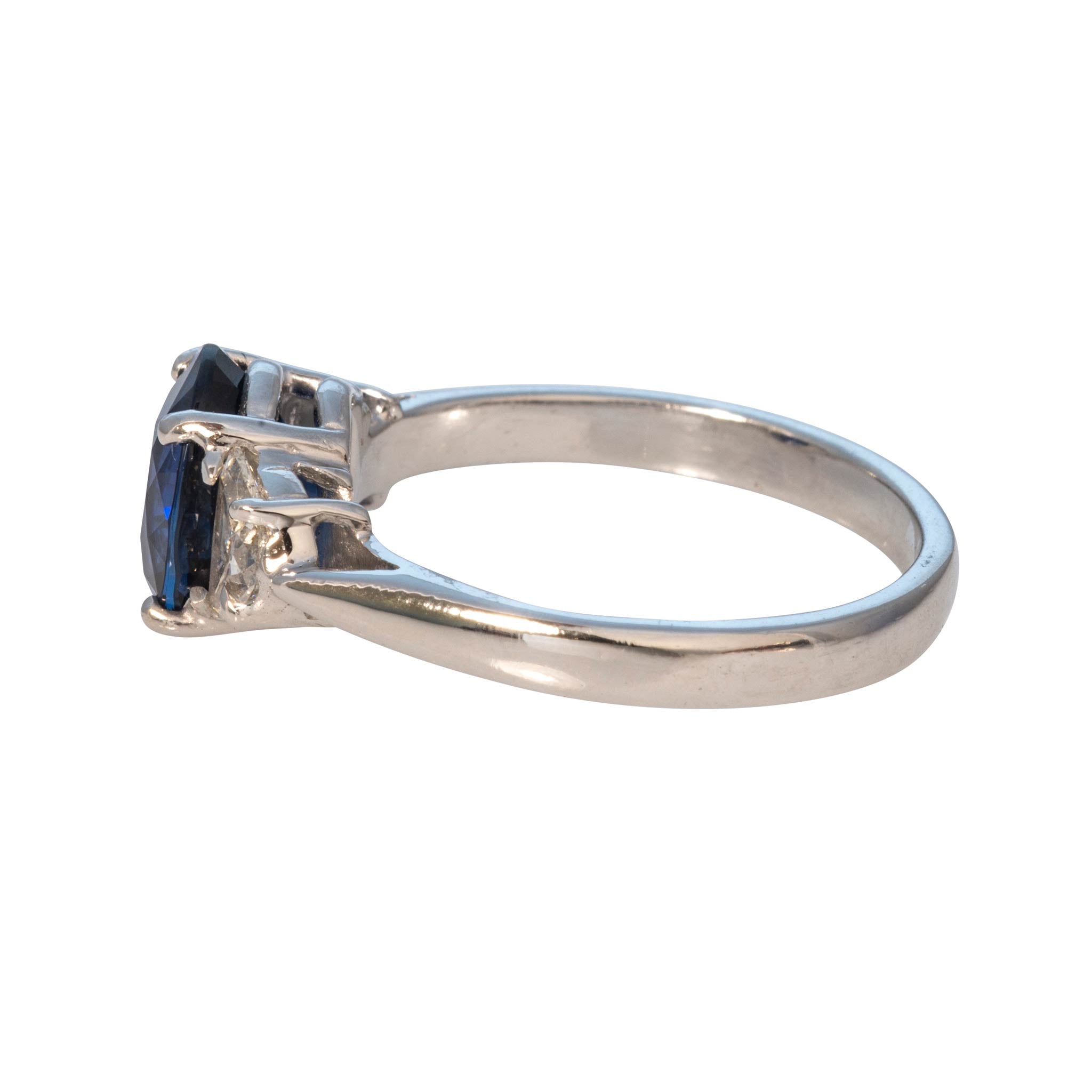 2.26ct Oval Sapphire & Diamond Three-Stone Platinum Ring