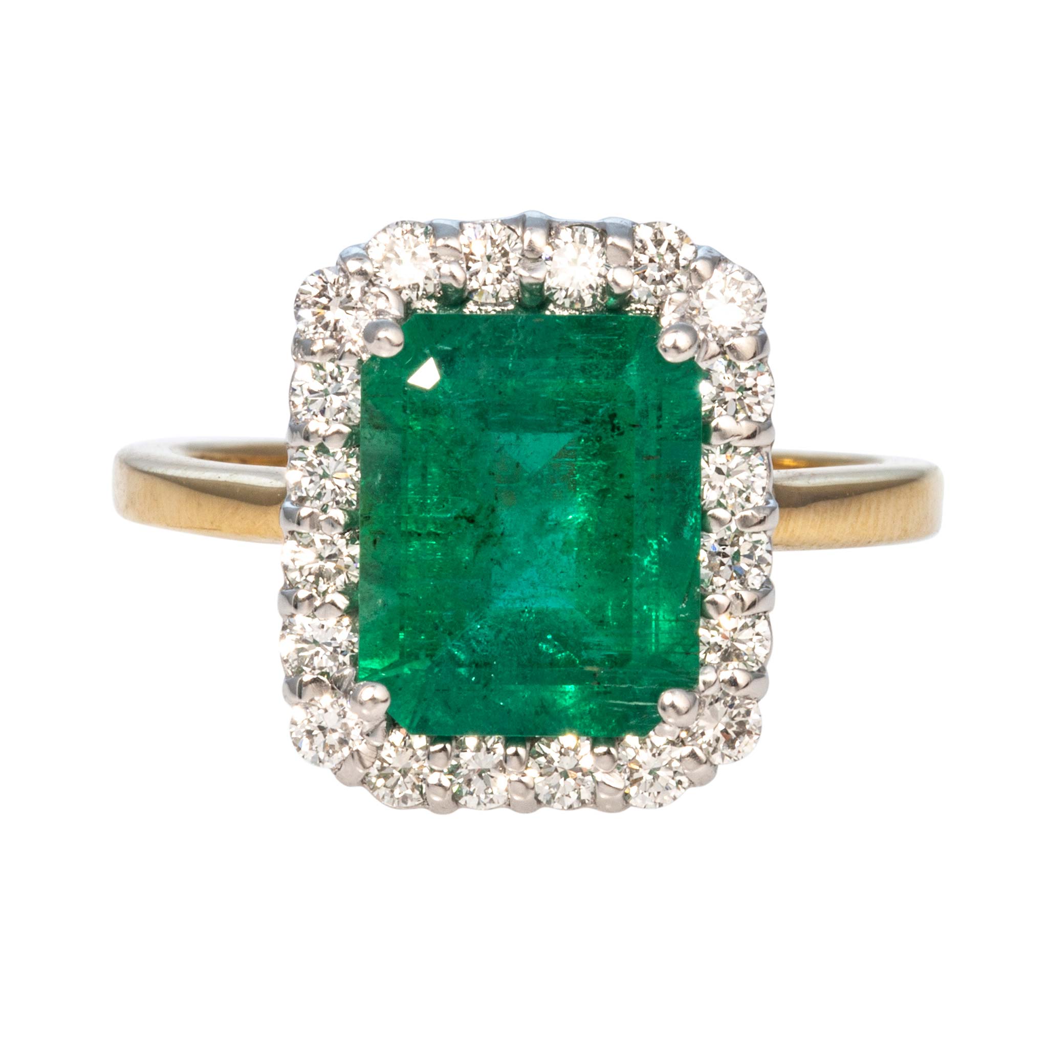 3ct Emerald & Diamond Platinum 18K Gold Ring