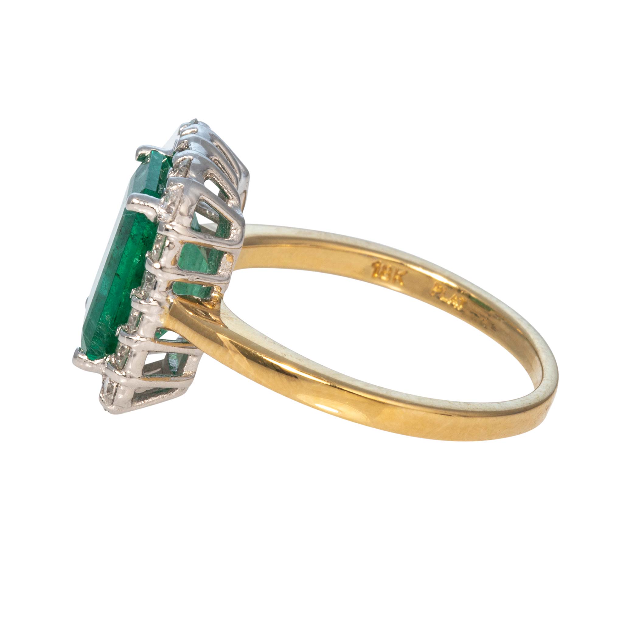 3ct Emerald & Diamond Platinum 18K Gold Ring