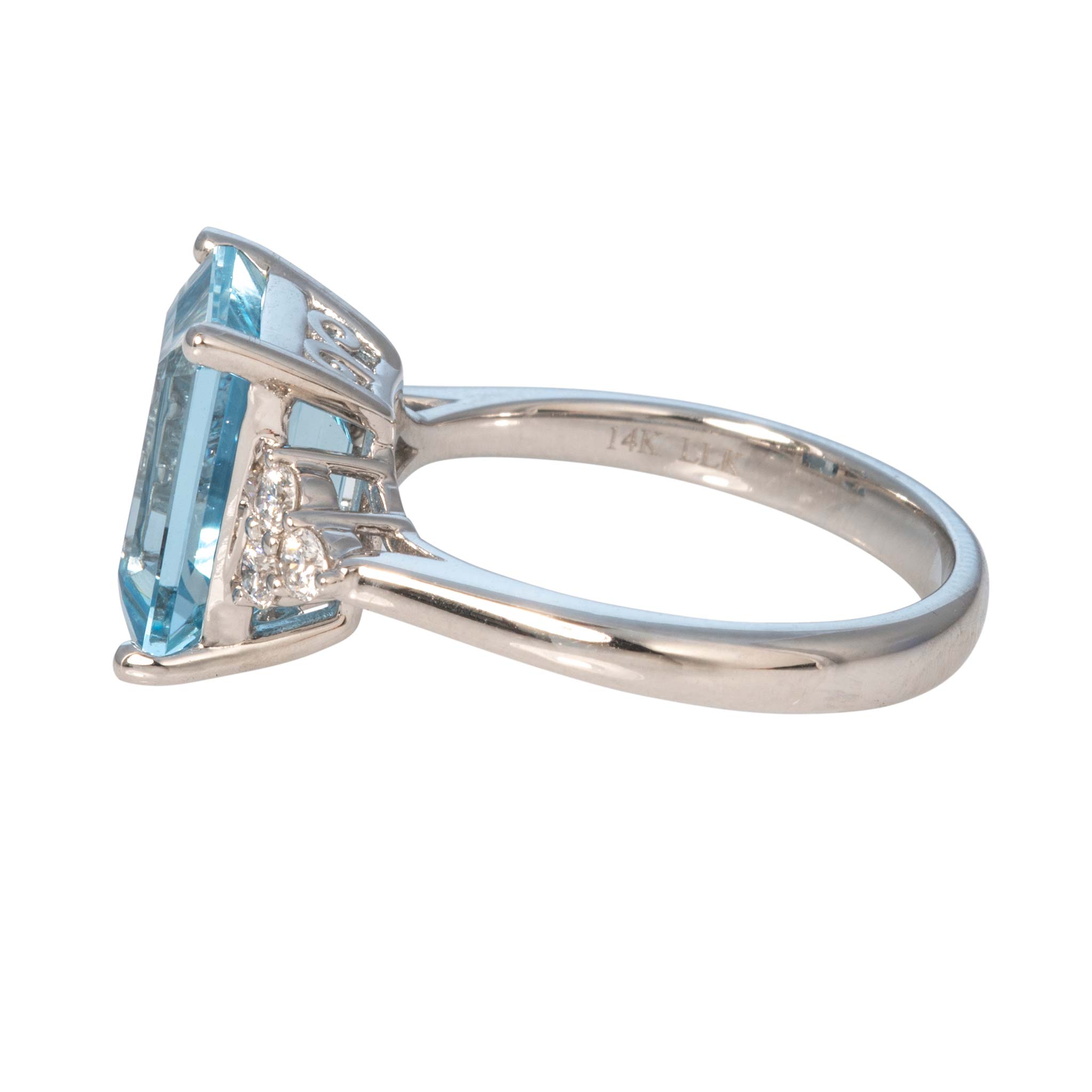 Emerald-Cut Aquamarine & Diamond 14K White Gold Ring
