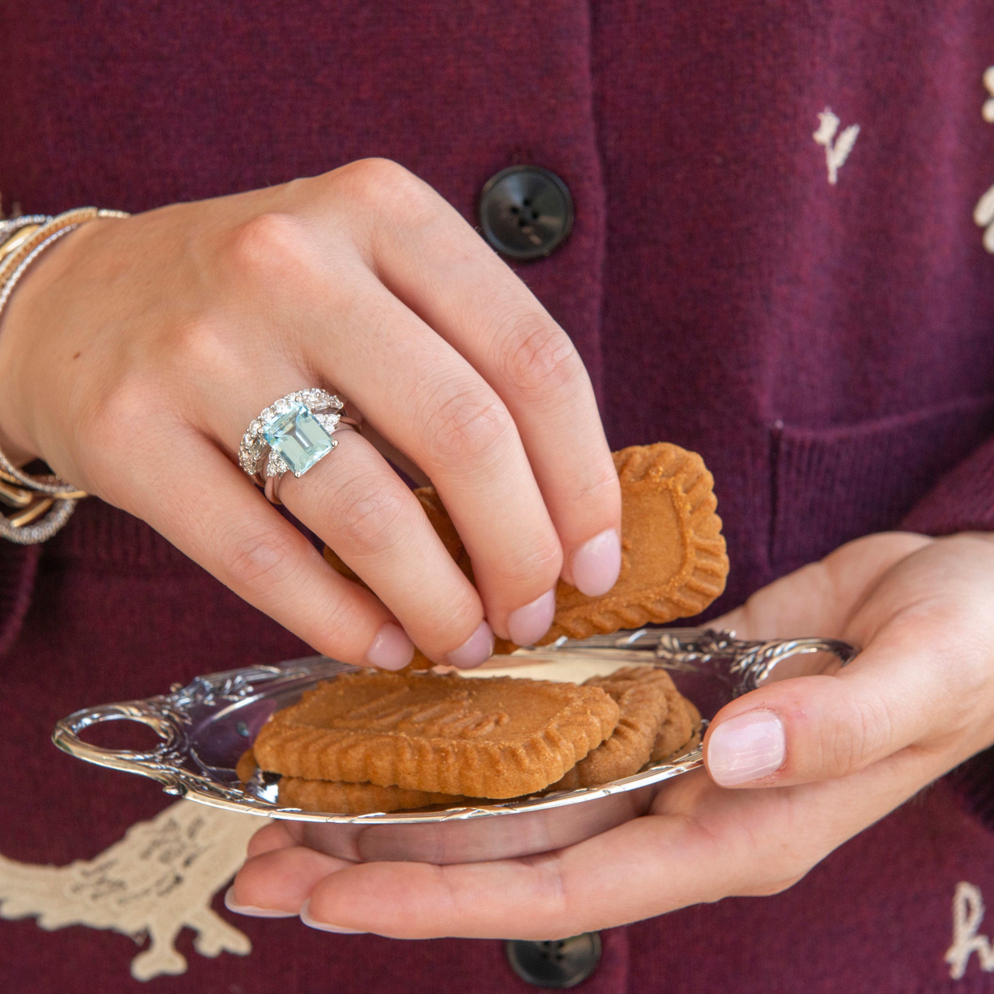 Emerald-Cut Aquamarine & Diamond 14K White Gold Ring