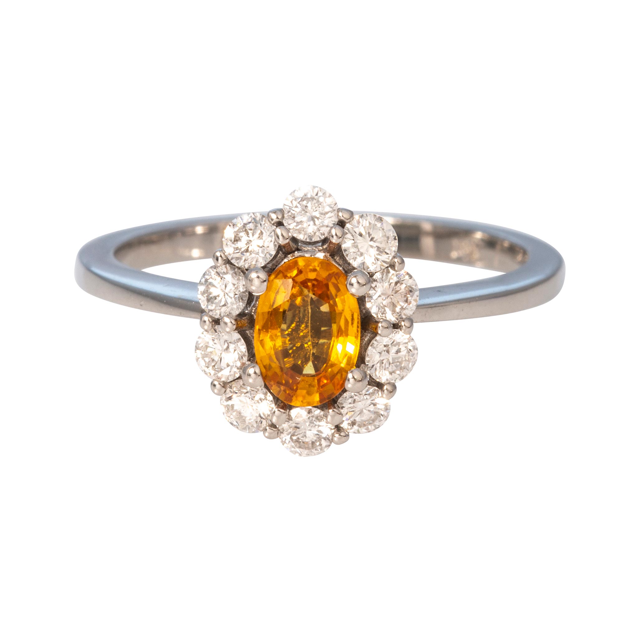 Yellow Sapphire & Diamond 18K White Gold Ring