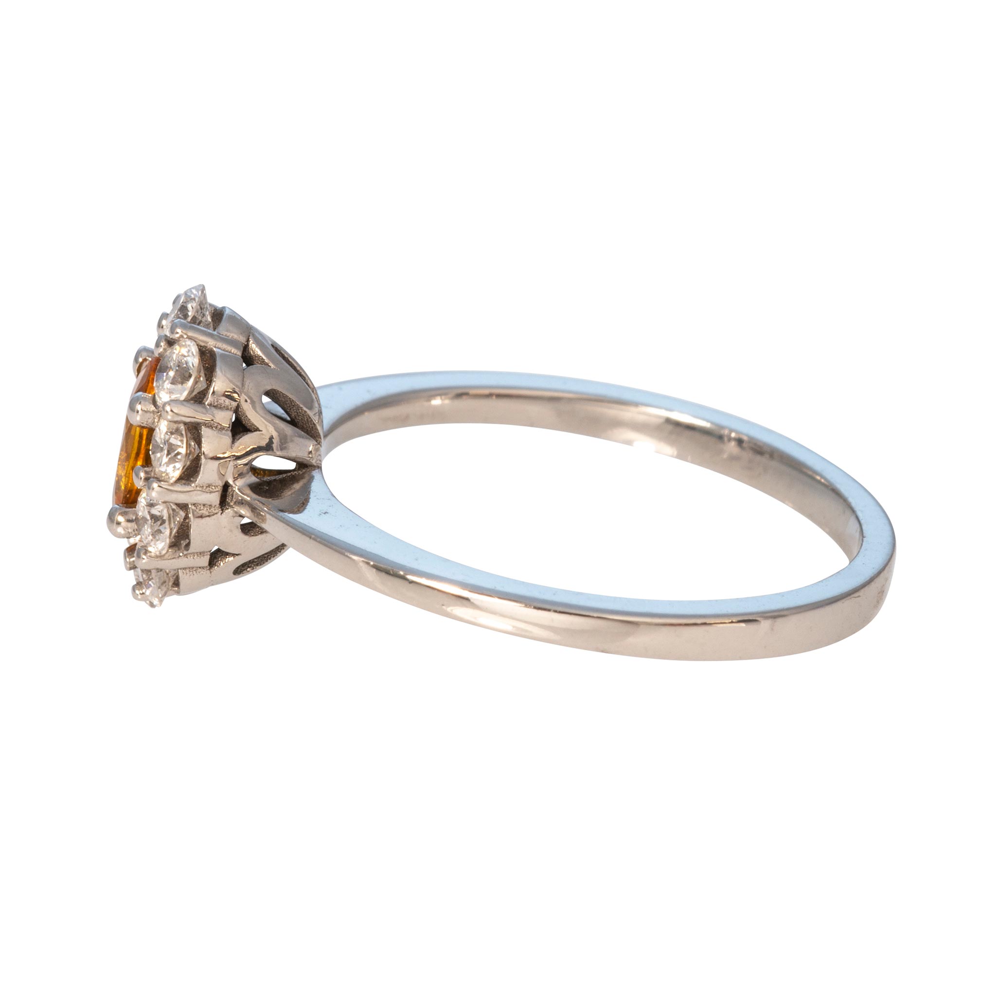 Yellow Sapphire & Diamond 18K White Gold Ring