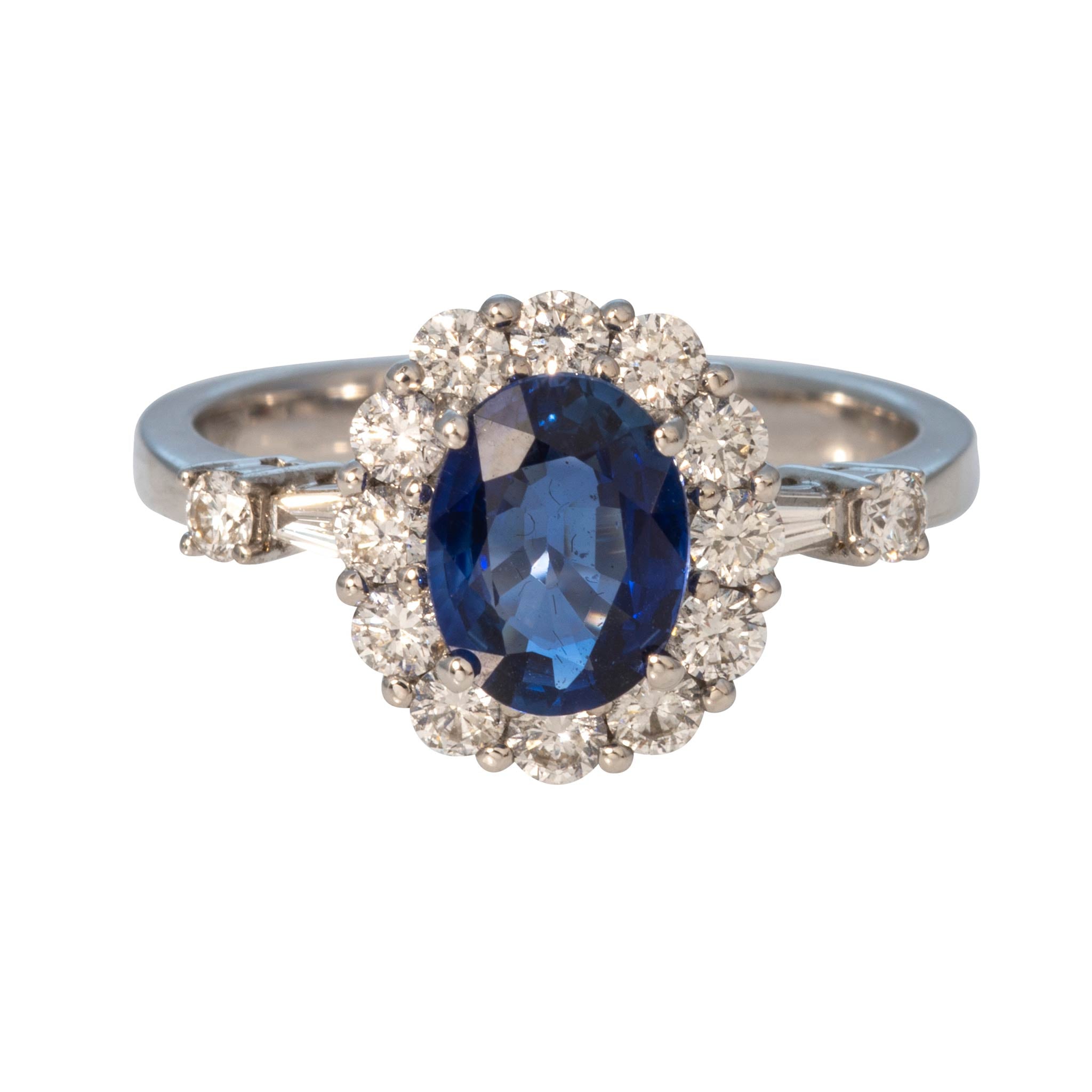Oval Sapphire & Diamond 18K White Gold Ring