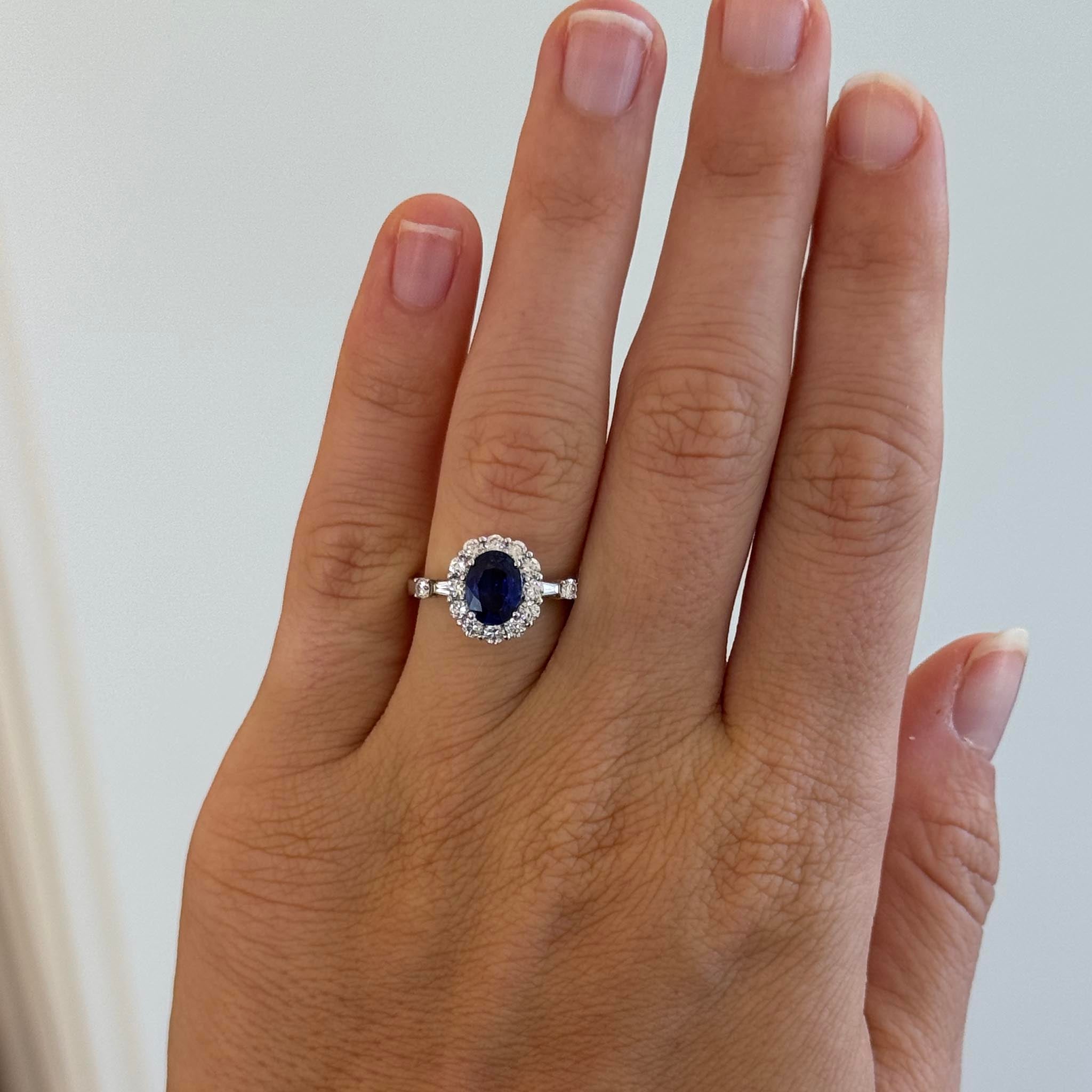 Oval Sapphire & Diamond 18K White Gold Ring