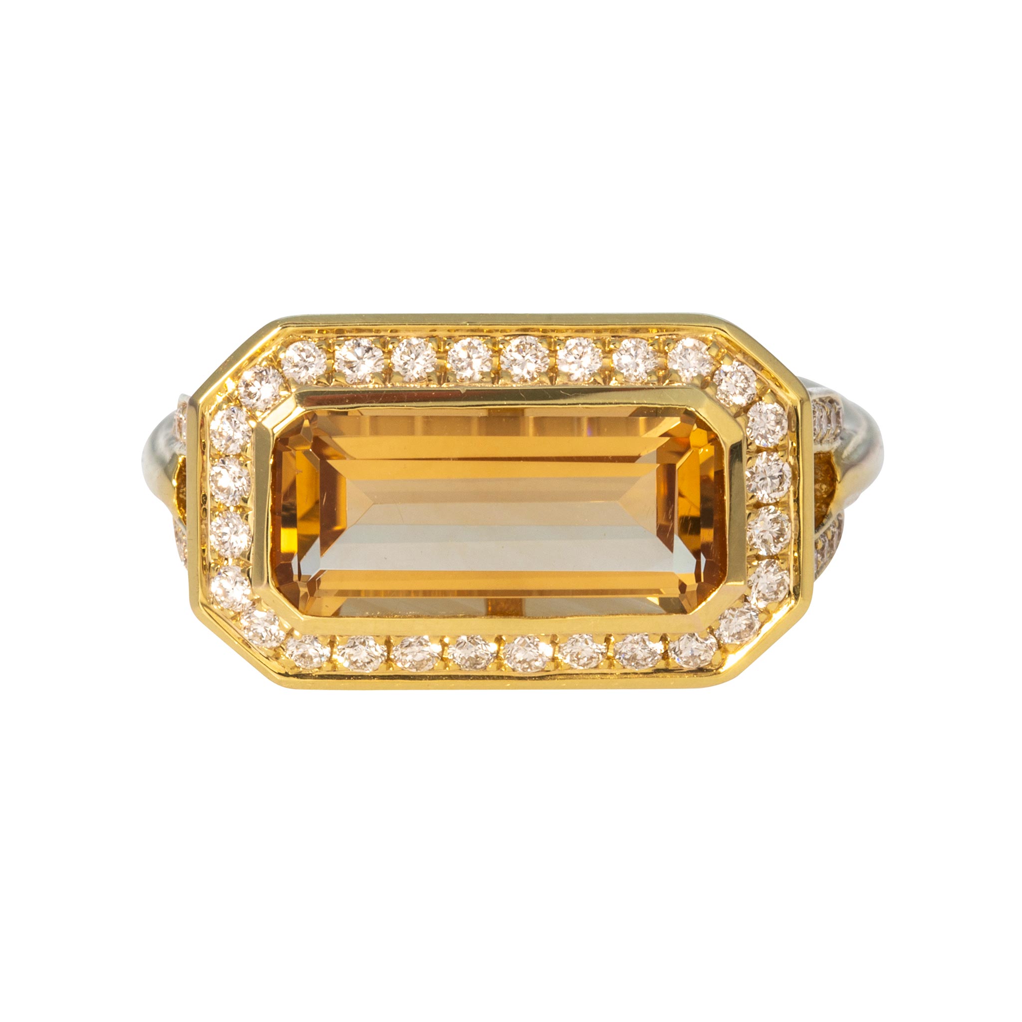 Citrine & Pavé Diamond East-West 14K Yellow Gold Ring