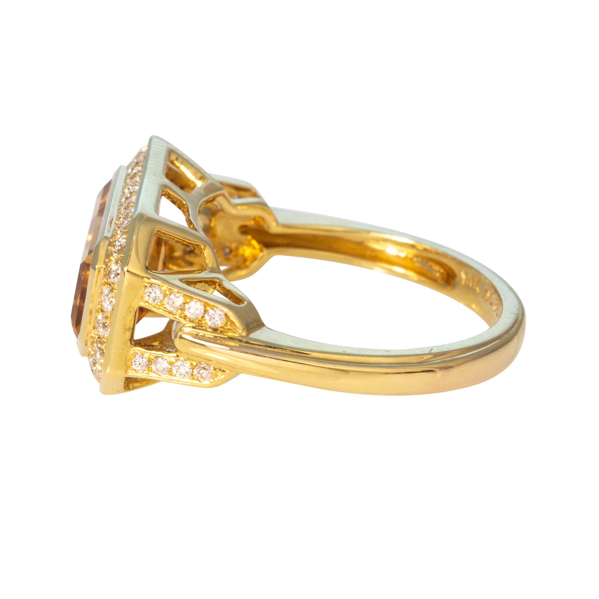 Citrine & Pavé Diamond East-West 14K Yellow Gold Ring