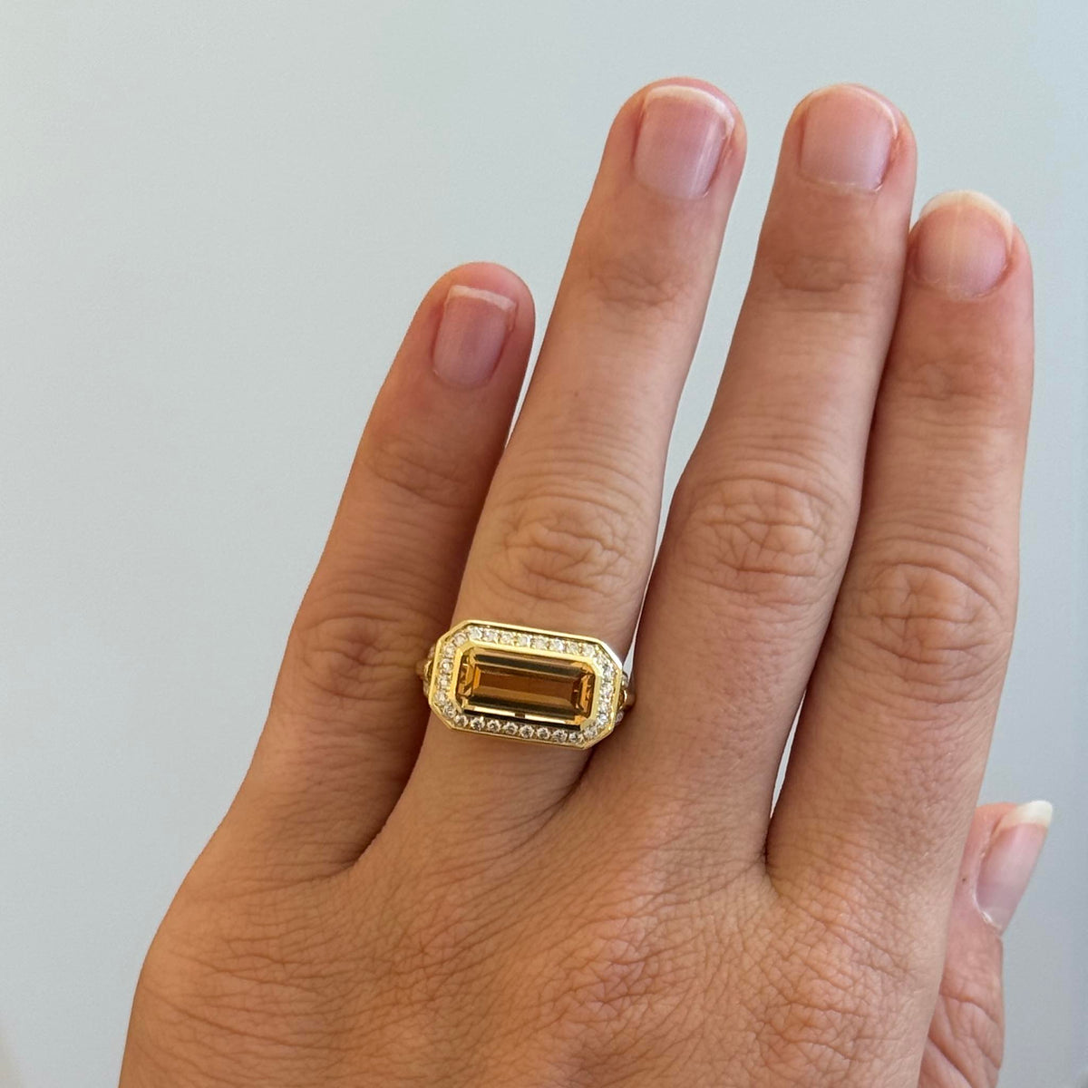 Citrine & Pavé Diamond East-West 14K Yellow Gold Ring