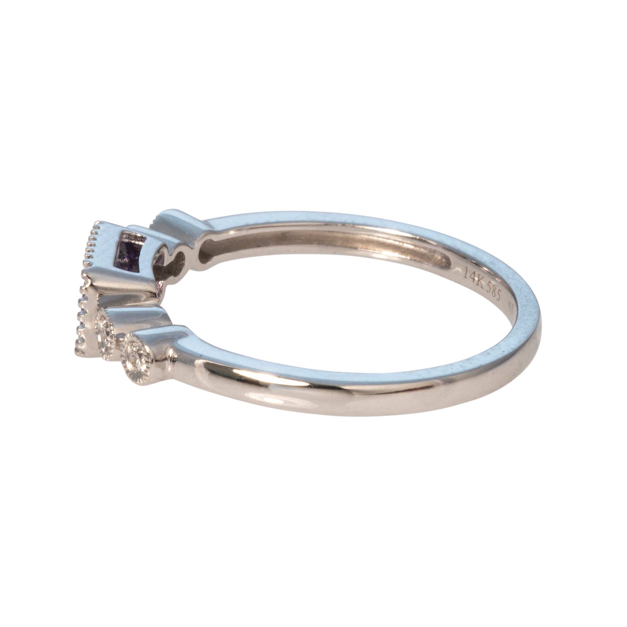 Amethyst & Diamond 14K White Gold Ring