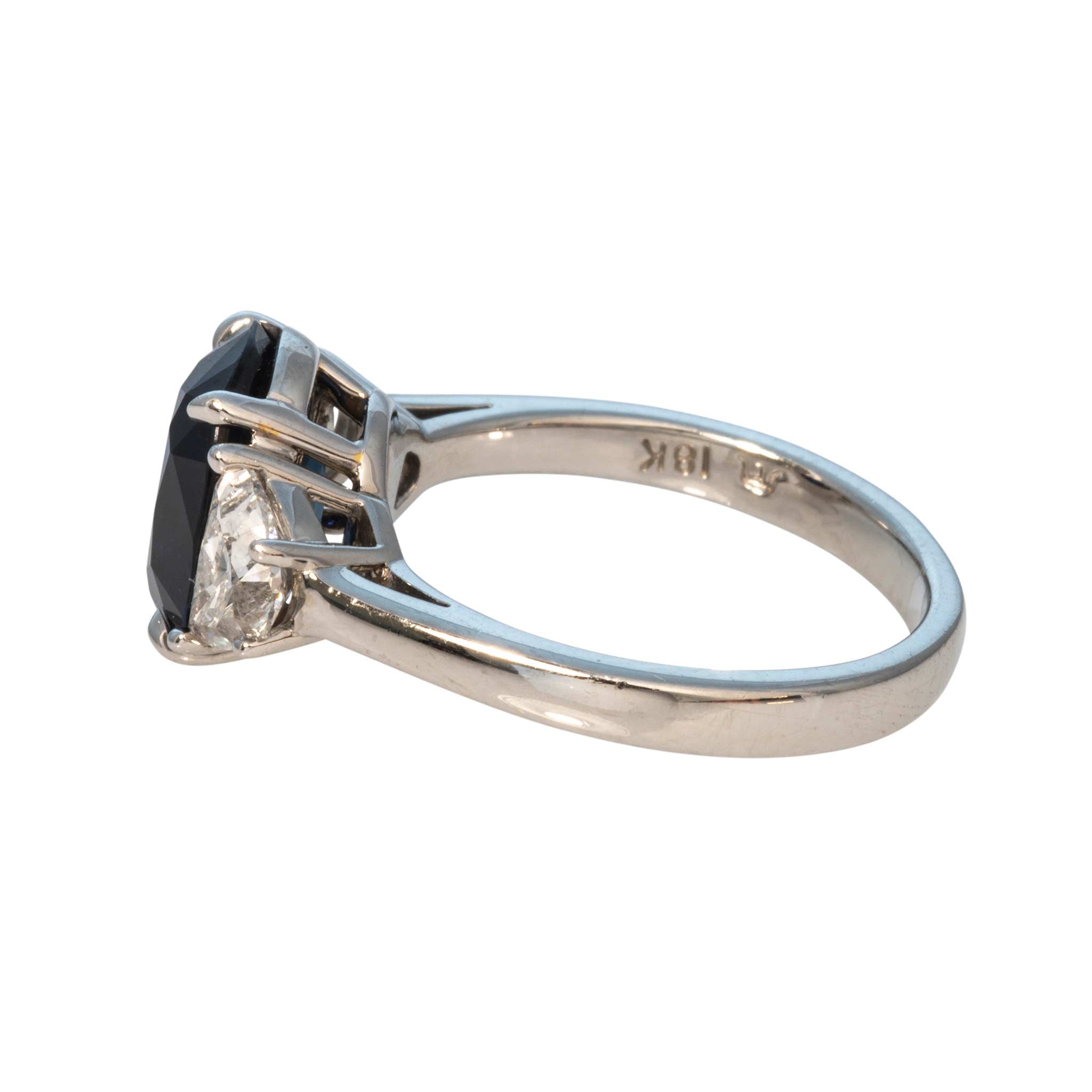 4ct Oval Sapphire & Diamond Three-Stone Platinum Ring