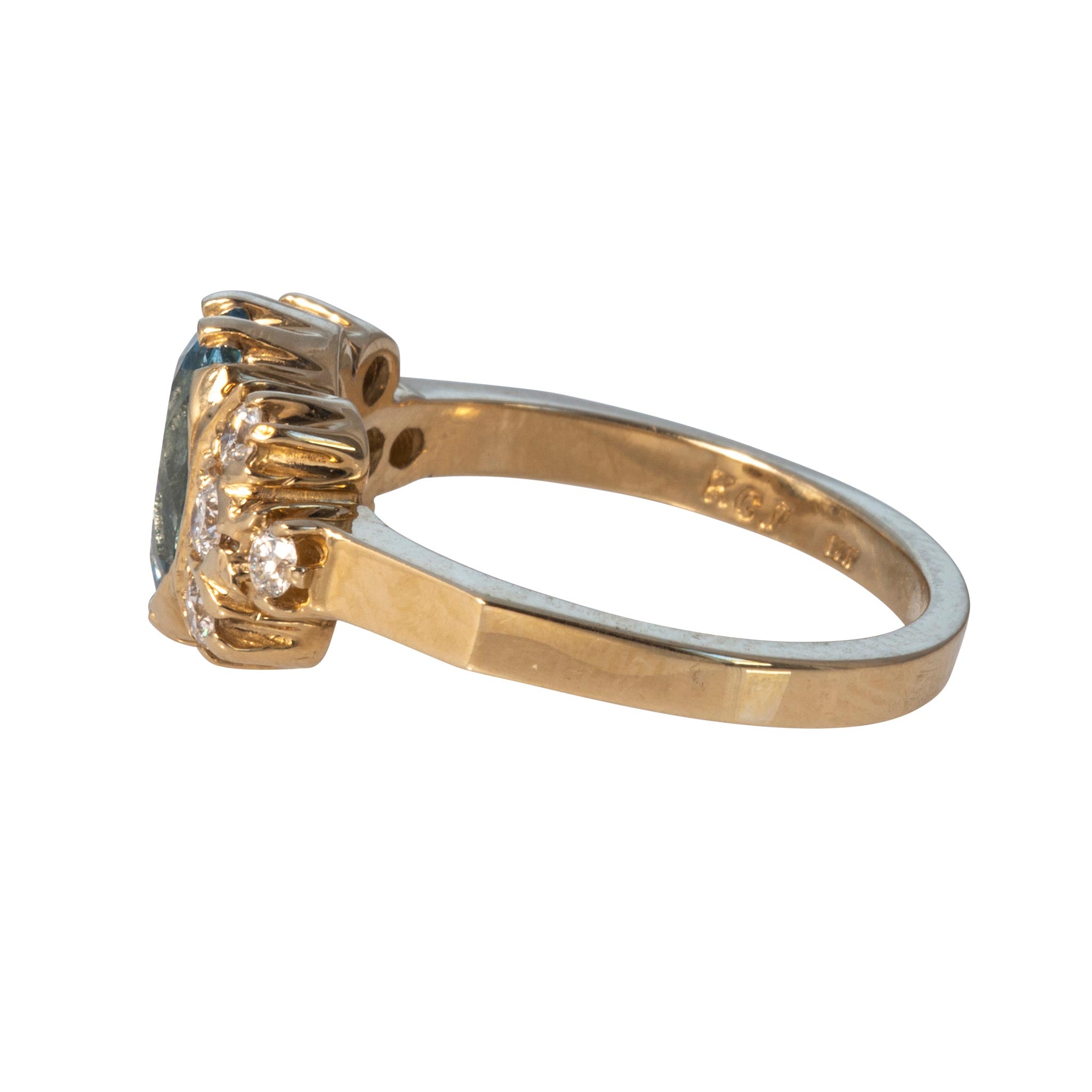 Oval Aquamarine & Diamond 14K Yellow Gold Ring