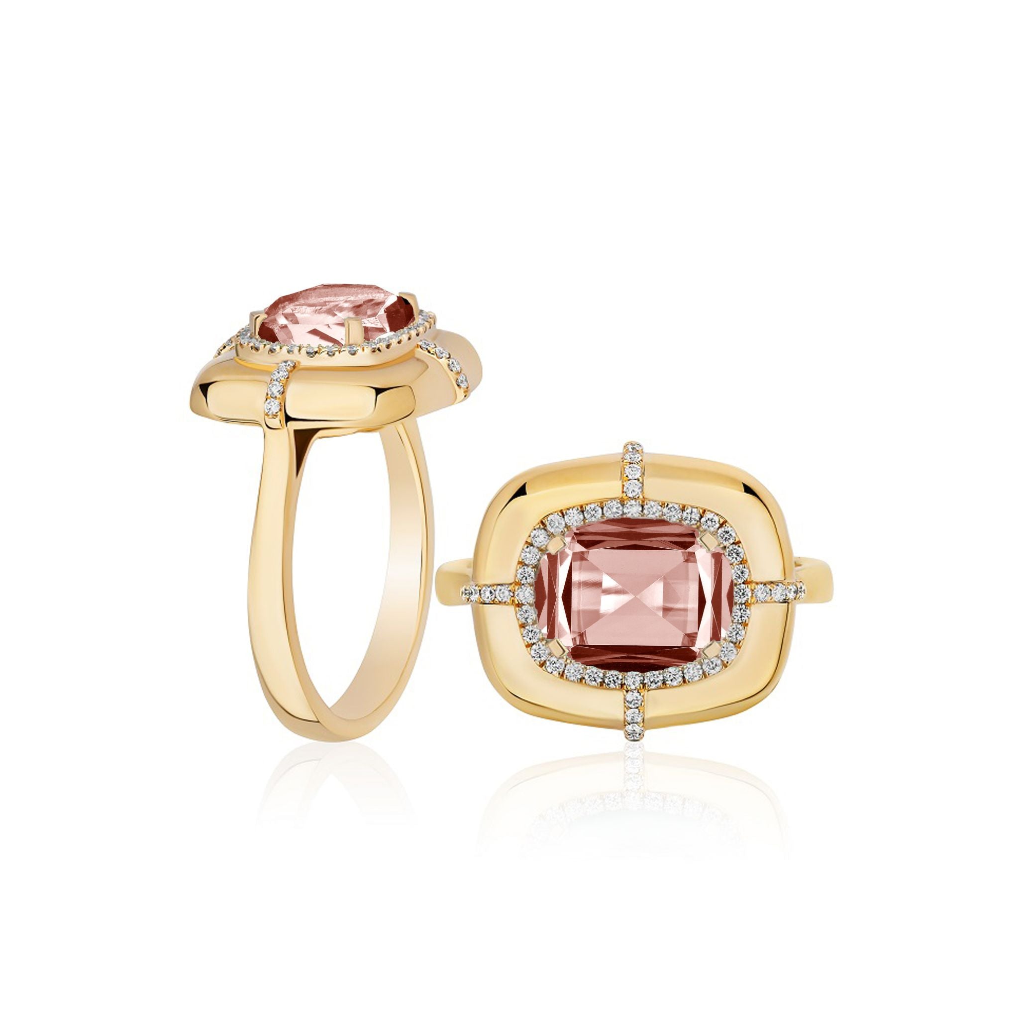 Goshwara Emerald-Cut Pink Tourmaline & Diamond 18K Gold Ring