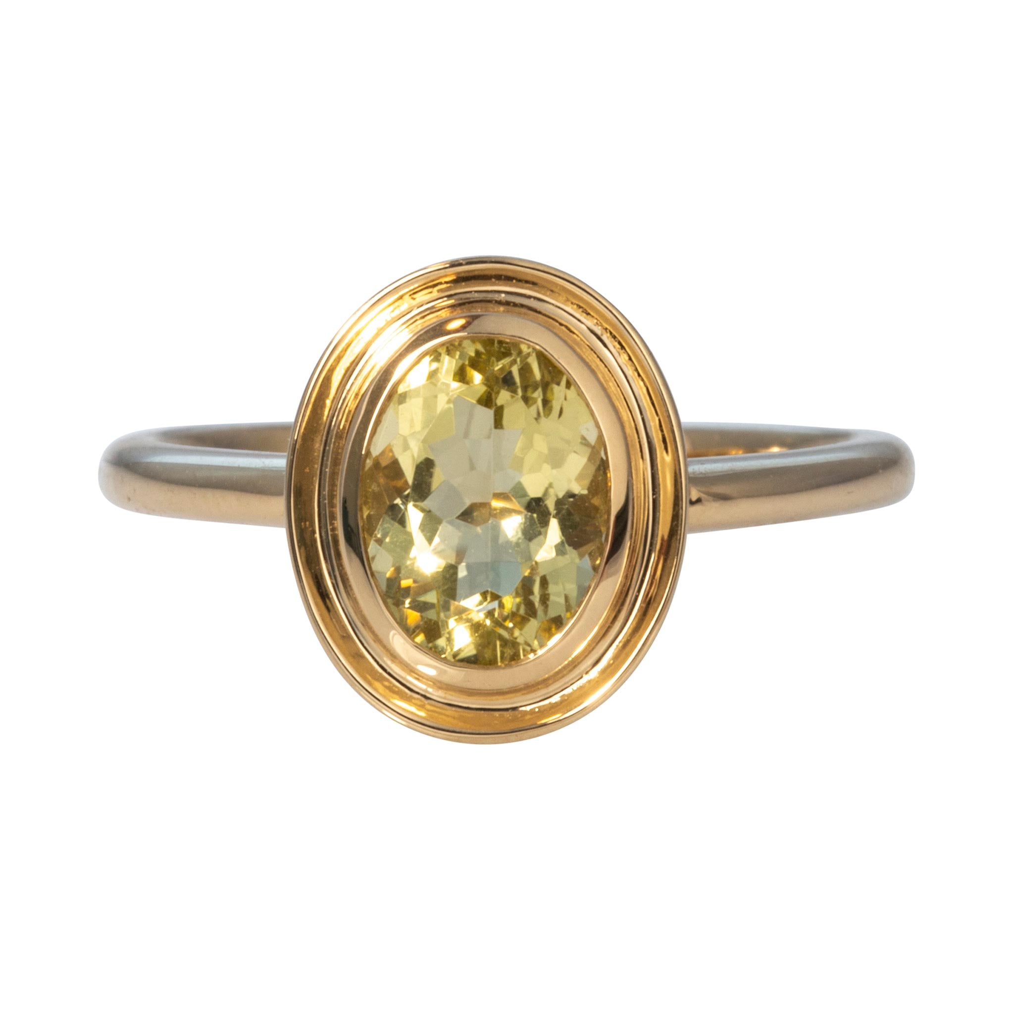 Lemon Quartz 14K Yellow Gold Double Bezel Ring