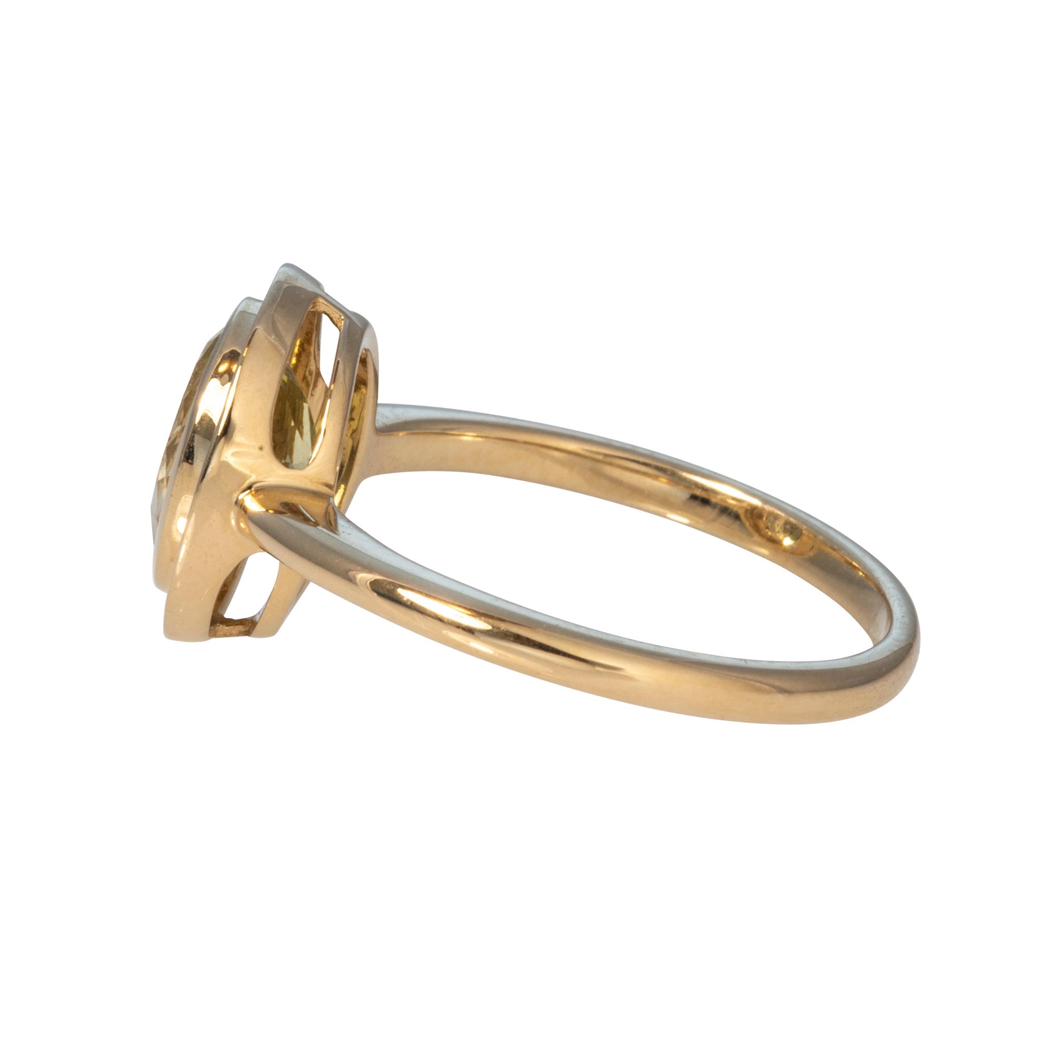 Lemon Quartz 14K Yellow Gold Double Bezel Ring