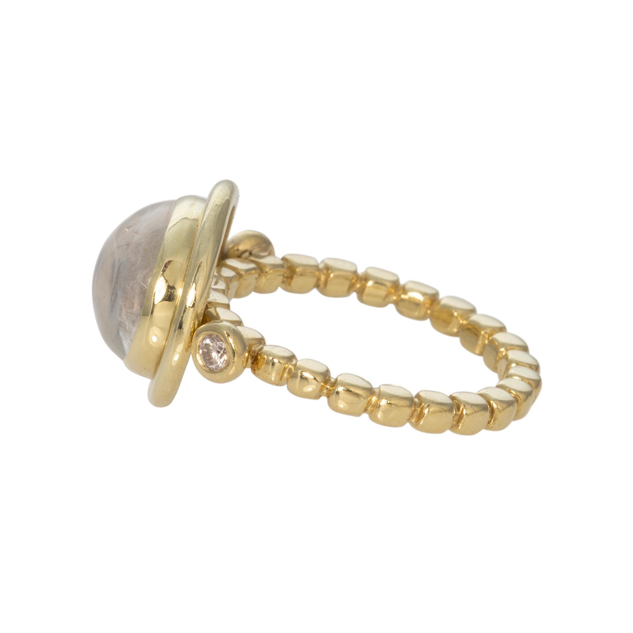 Mazza Moonstone & Diamond 14K Yellow Gold Ring