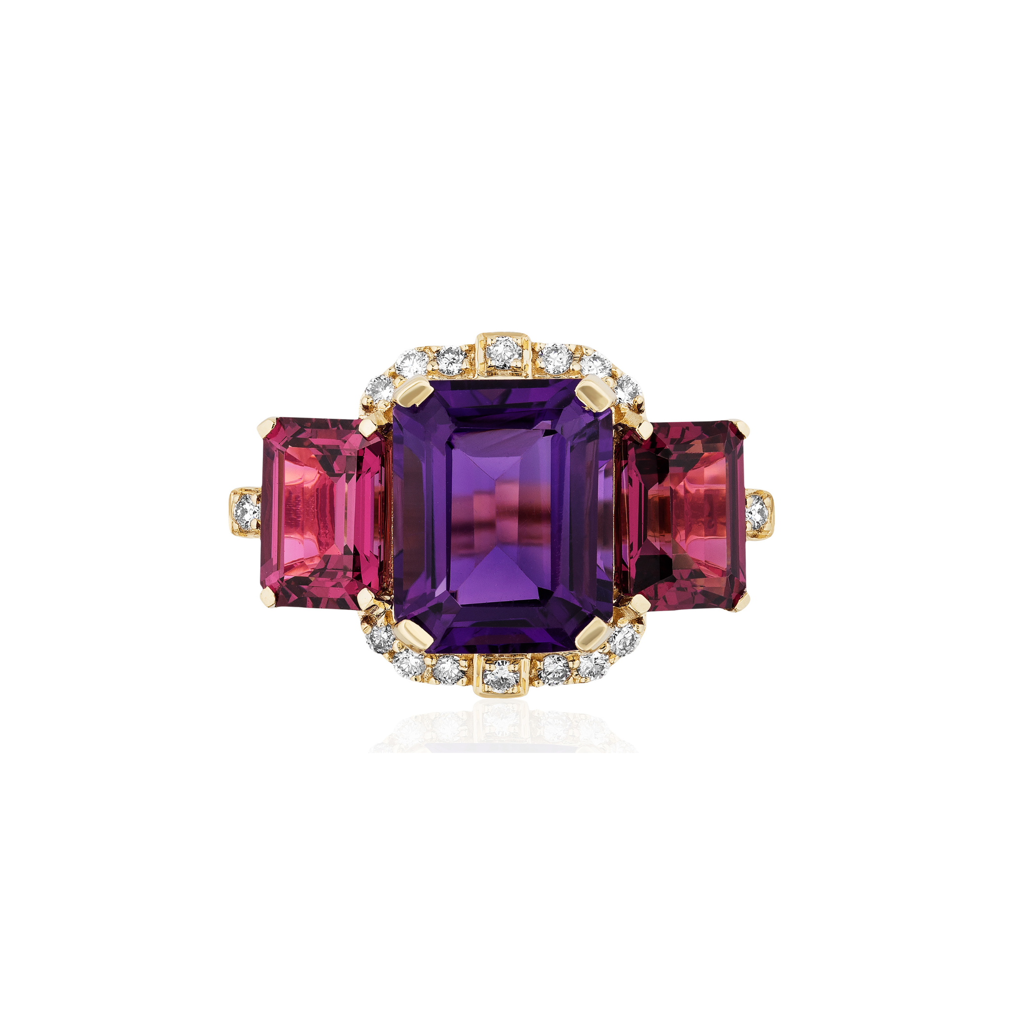 Goshwara 3-Stone Amethyst & Garnet 18K Gold Ring