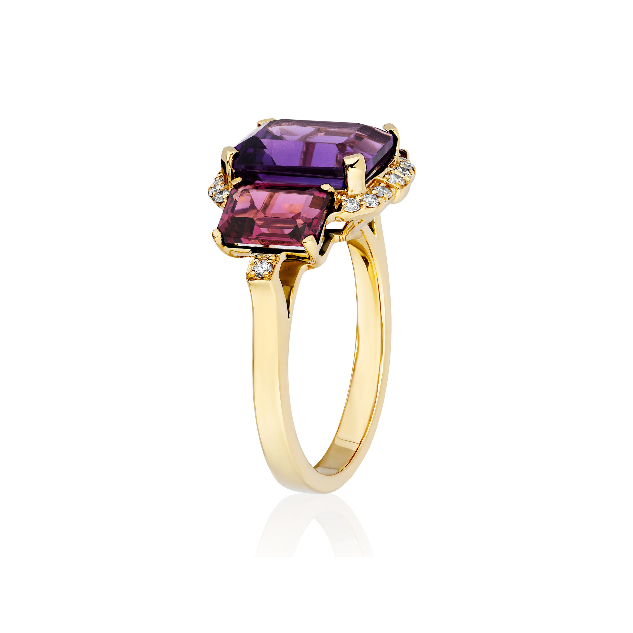 Goshwara 3-Stone Amethyst & Garnet 18K Gold Ring