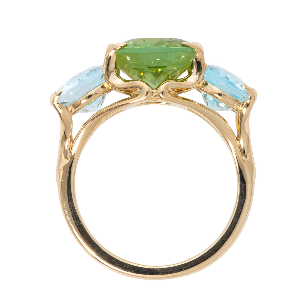 Green Tourmaline & Blue Topaz 14K Gold River Ring