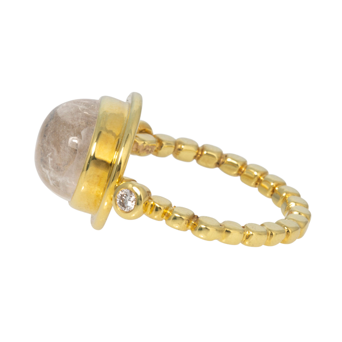 Mazza 5.84ct Moonstone & Diamond 14K Gold Beaded Ring