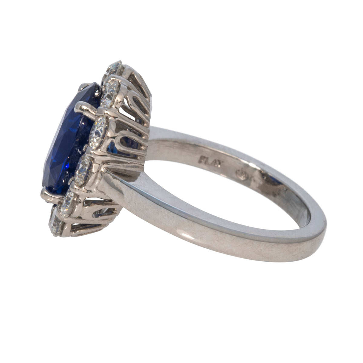 4.61ct Oval Sapphire & Diamond Halo Platinum Ring