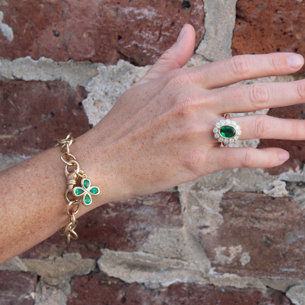 Single Stone Emerald Flora Ring