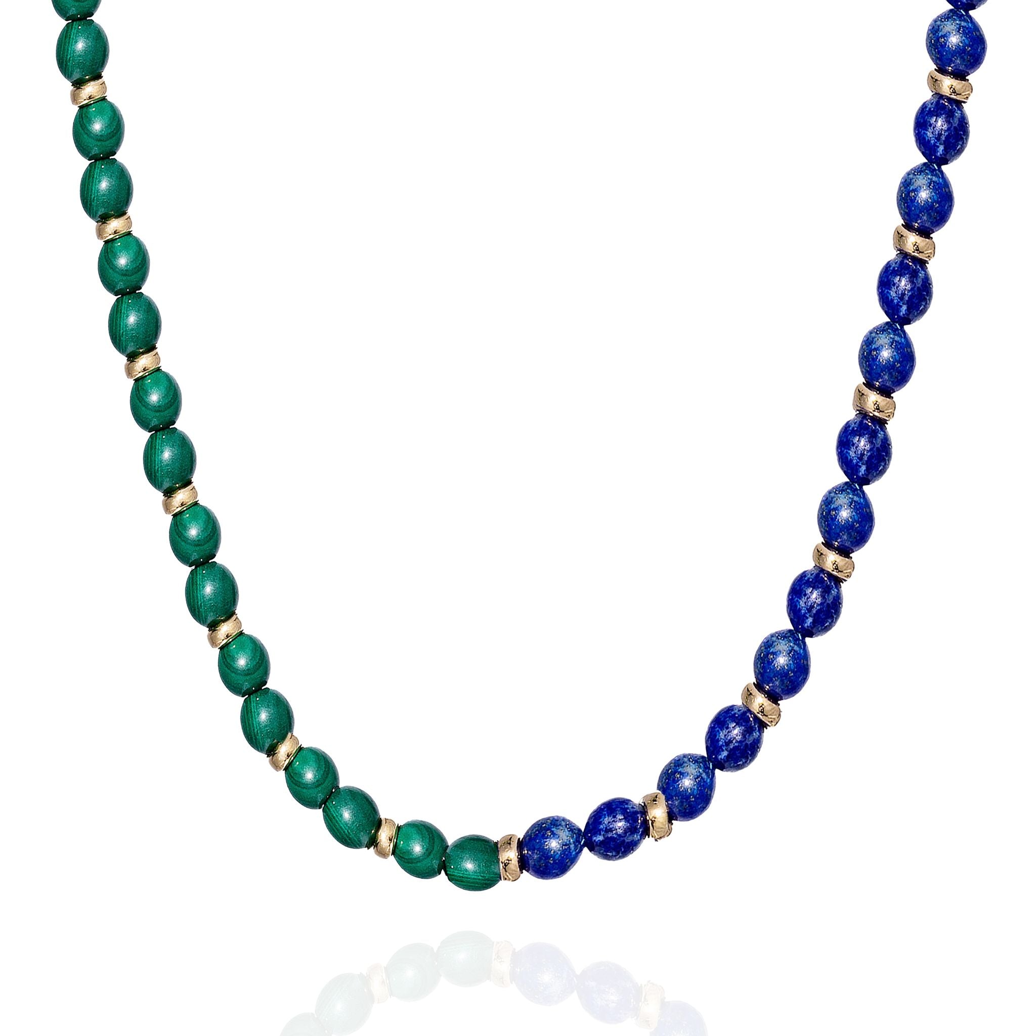 Goshwara Lapis & Malachite Beaded 18K Gold Necklace