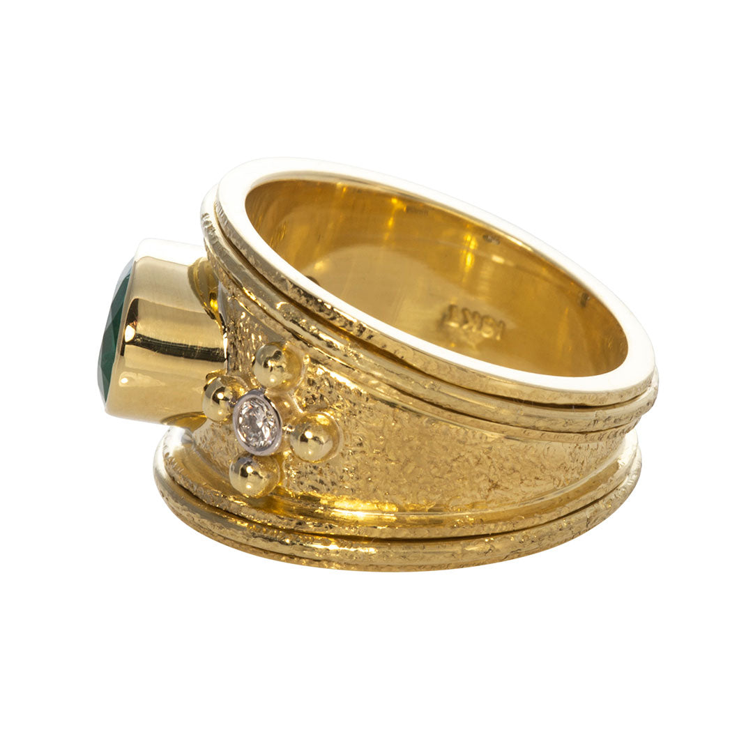 Mazza Oval Emerald & Diamond 18K Yellow Gold Cigar Ring