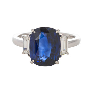 5ct Sapphire & Diamond Three Stone Platinum Ring