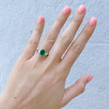 2ct Cushion Emerald & Trapezoid Diamond Platinum Ring