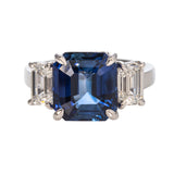 6.6ct Sapphire & Diamond Three Stone Platinum Ring