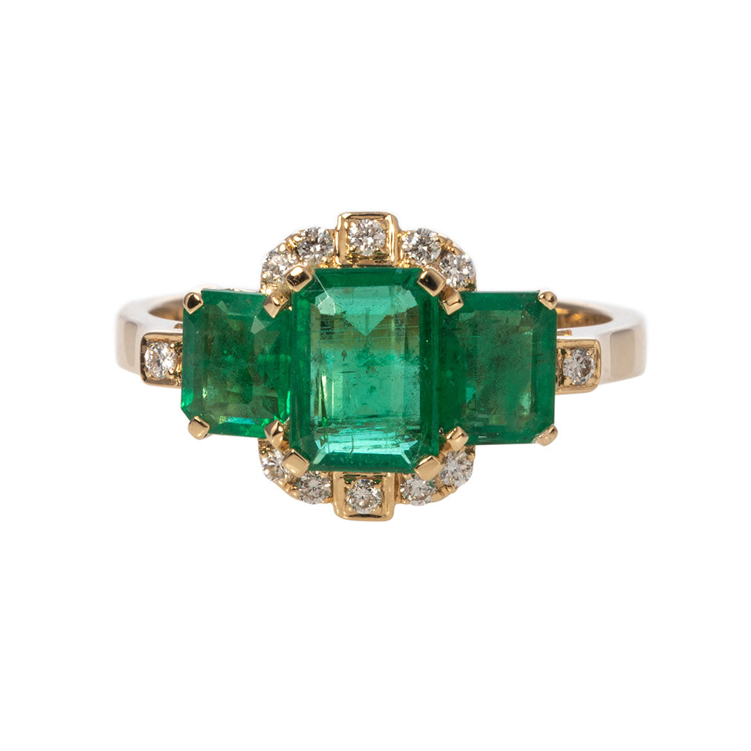 Croghan's Estate Diamond & Emerald 18K Yellow Gold Brooch