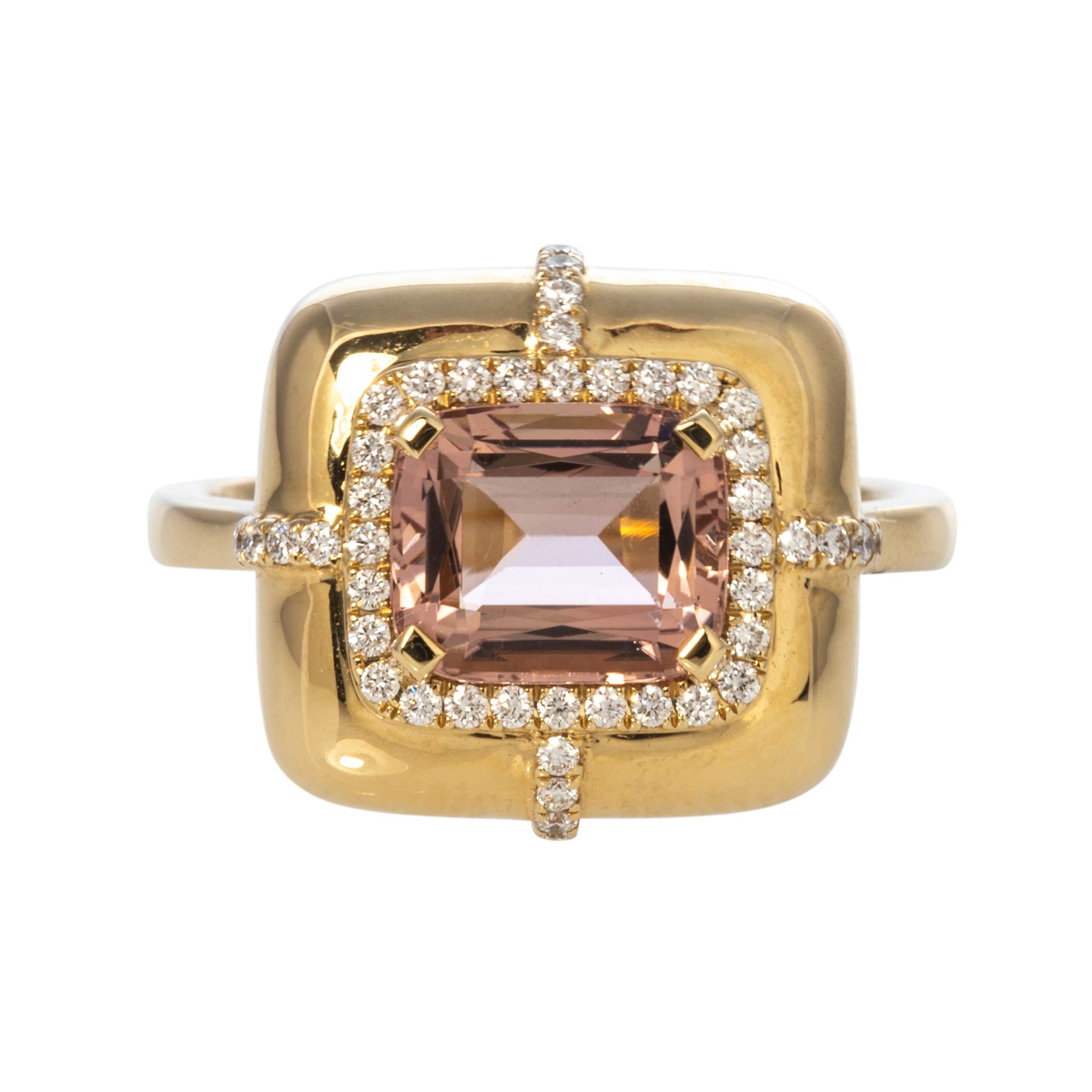 Goshwara Cushion Pink Tourmaline & Diamond 18K Gold Ring