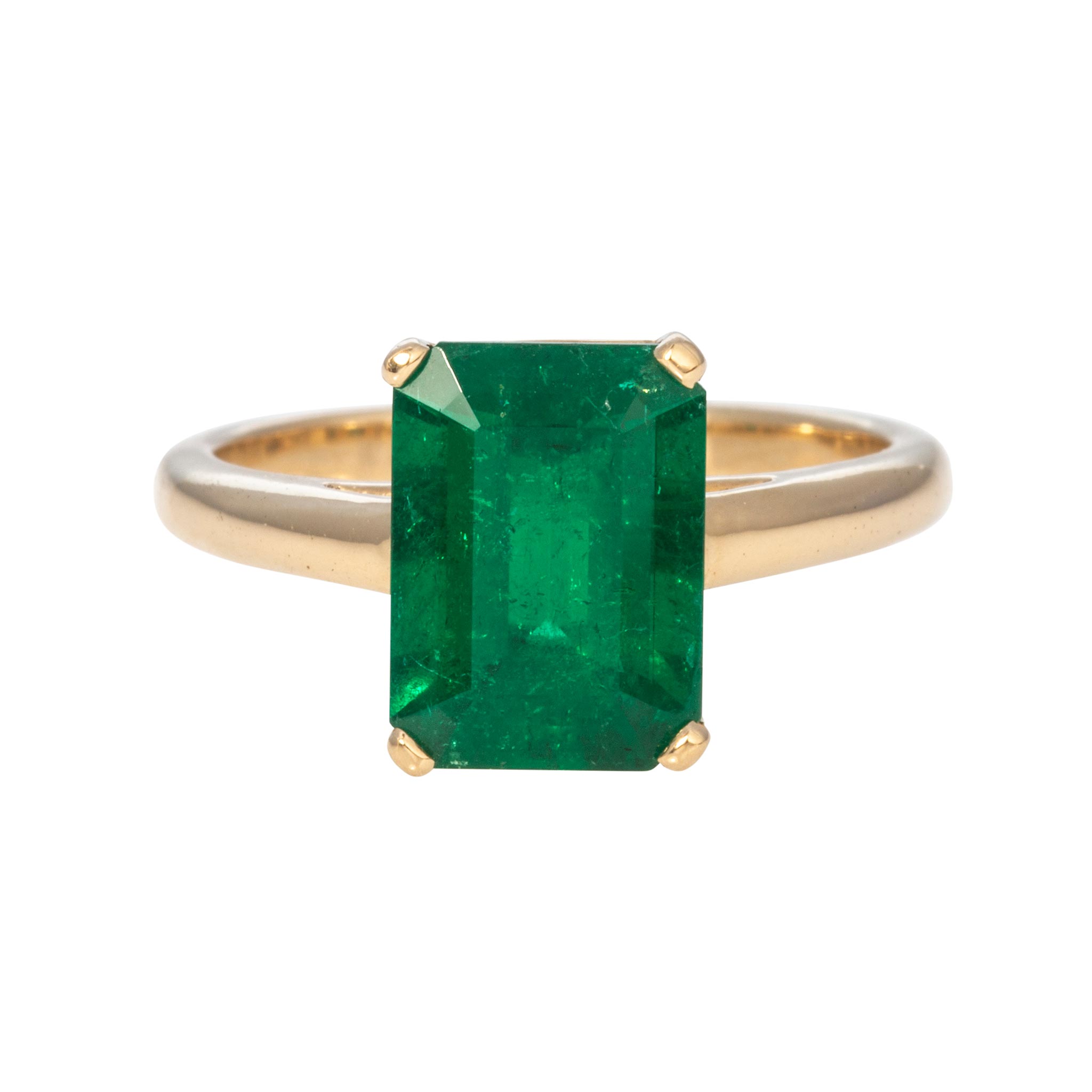 2.53ct Colombian Emerald-Cut Emerald 14K Yellow Gold Ring