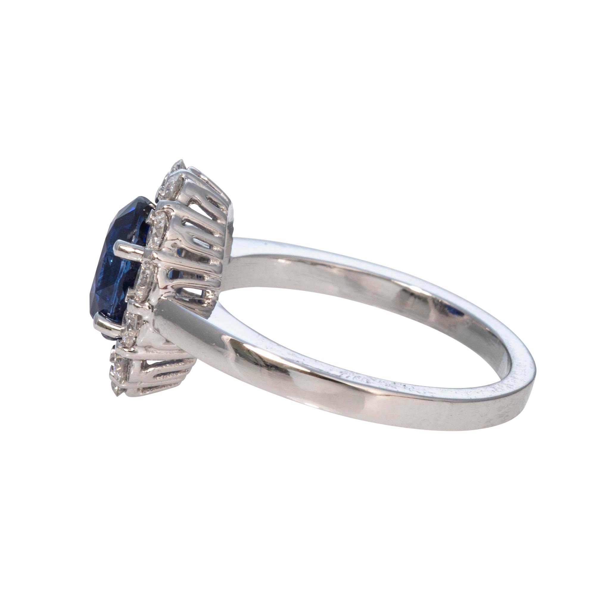 2ct Oval Sapphire & Diamond Halo Platinum Ring