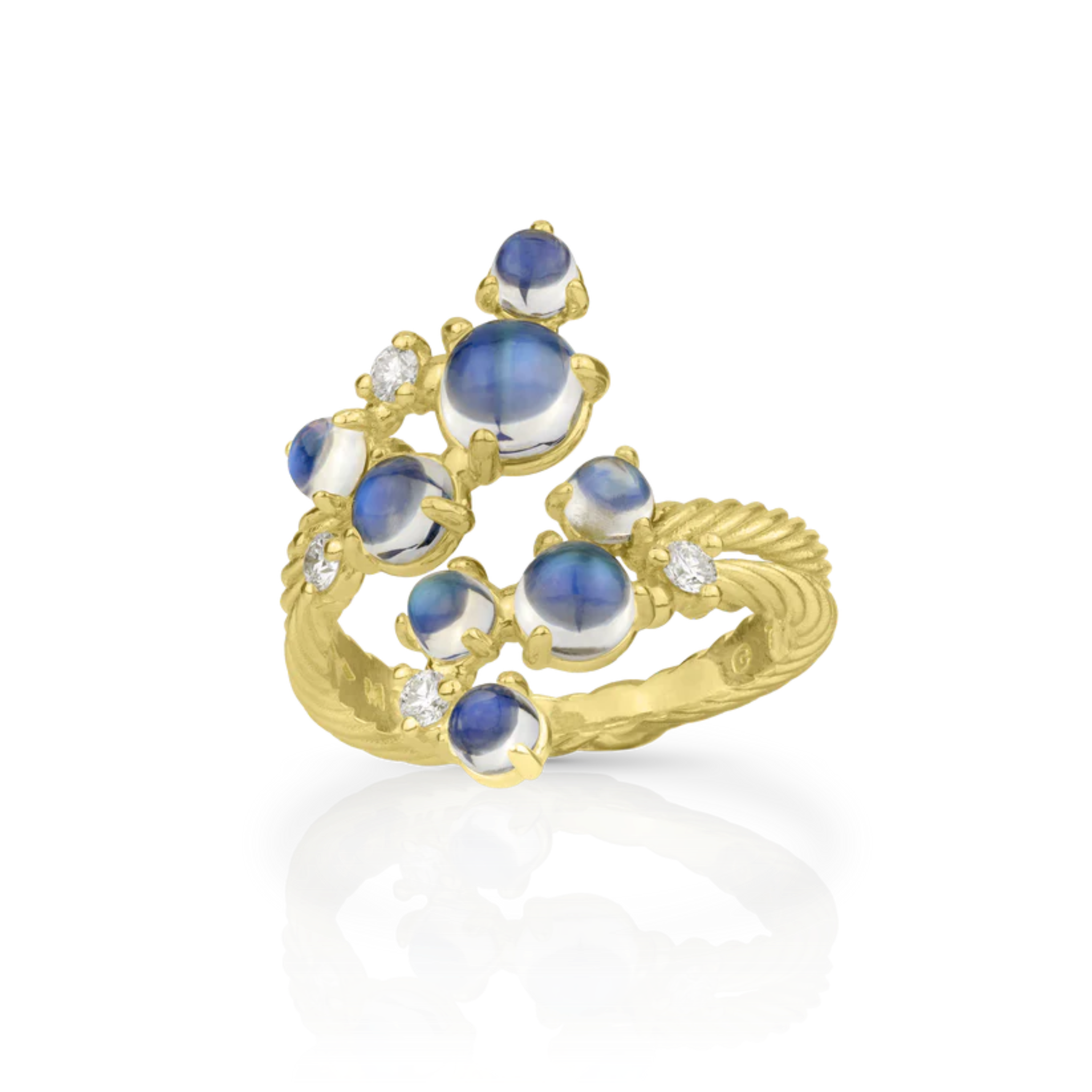 Paul Morelli Moonstone & Diamond Bubble Bypass Ring