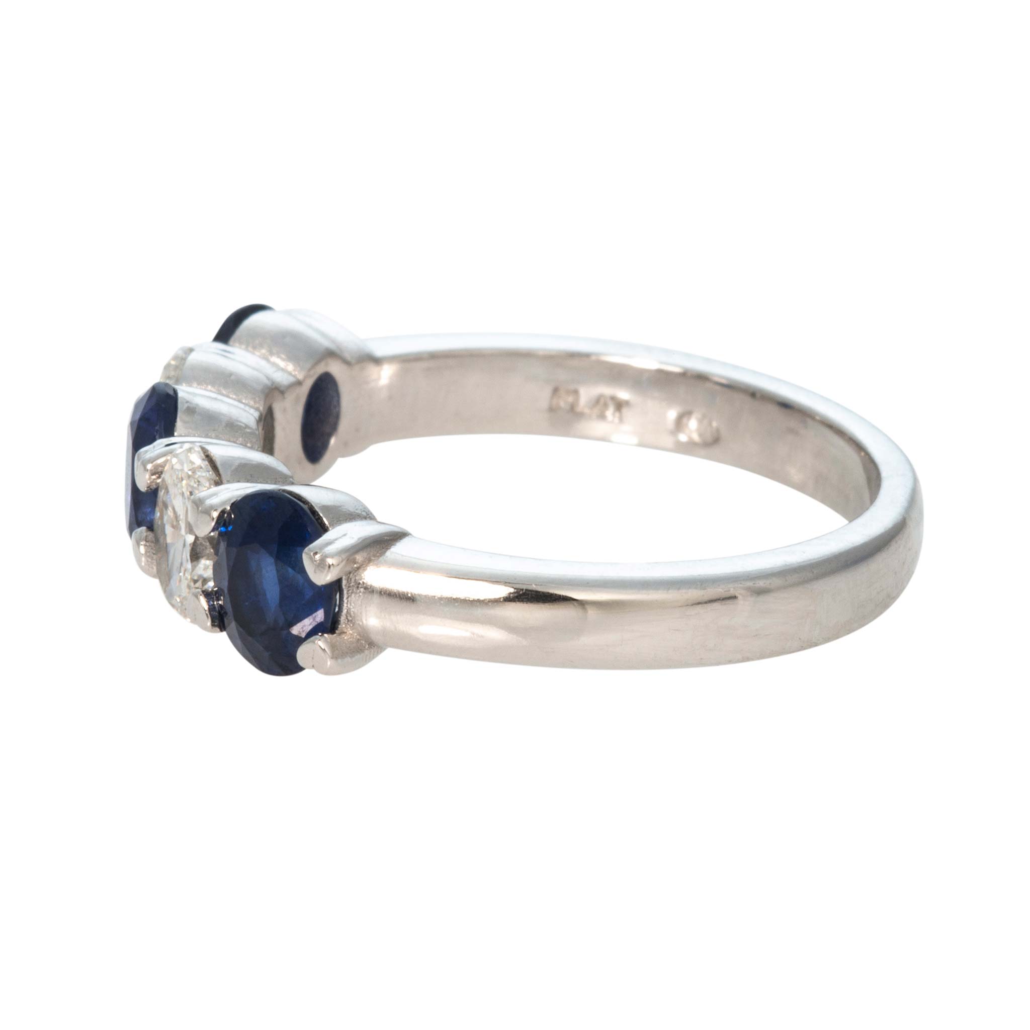 Oval Sapphire & Diamond Five-Stone Platinum Band