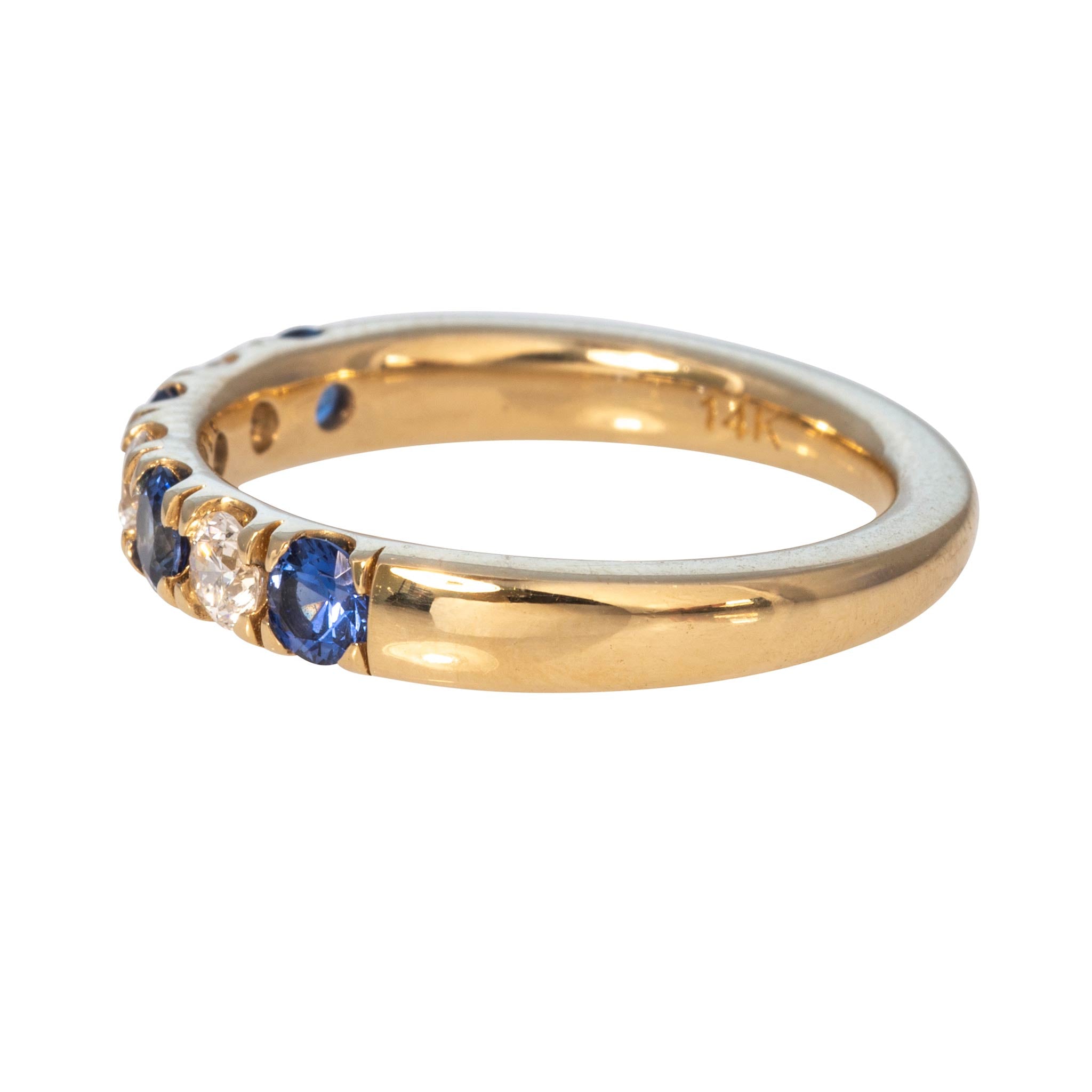 Round Sapphire & Diamond 14K Yellow Gold 7-Stone Band