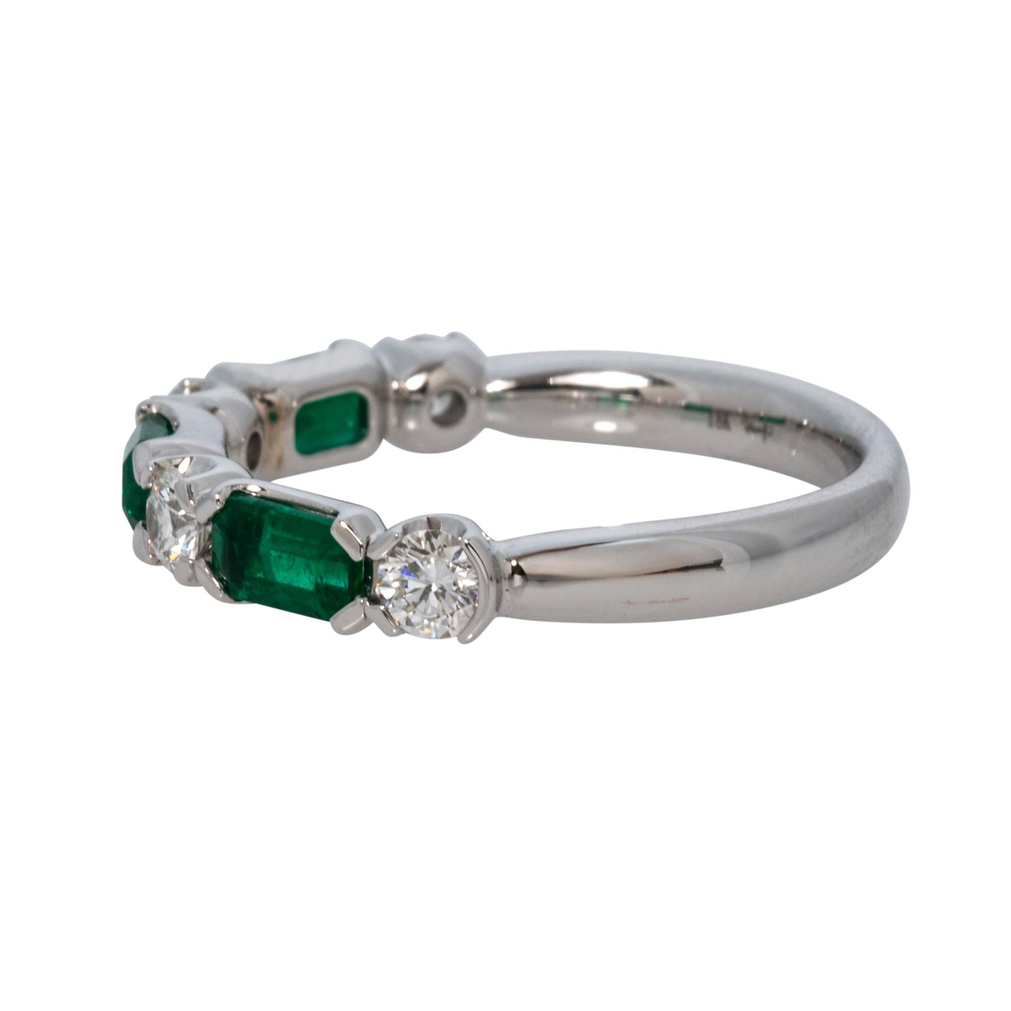 Emerald & Diamond 18K White Gold Halfway Band