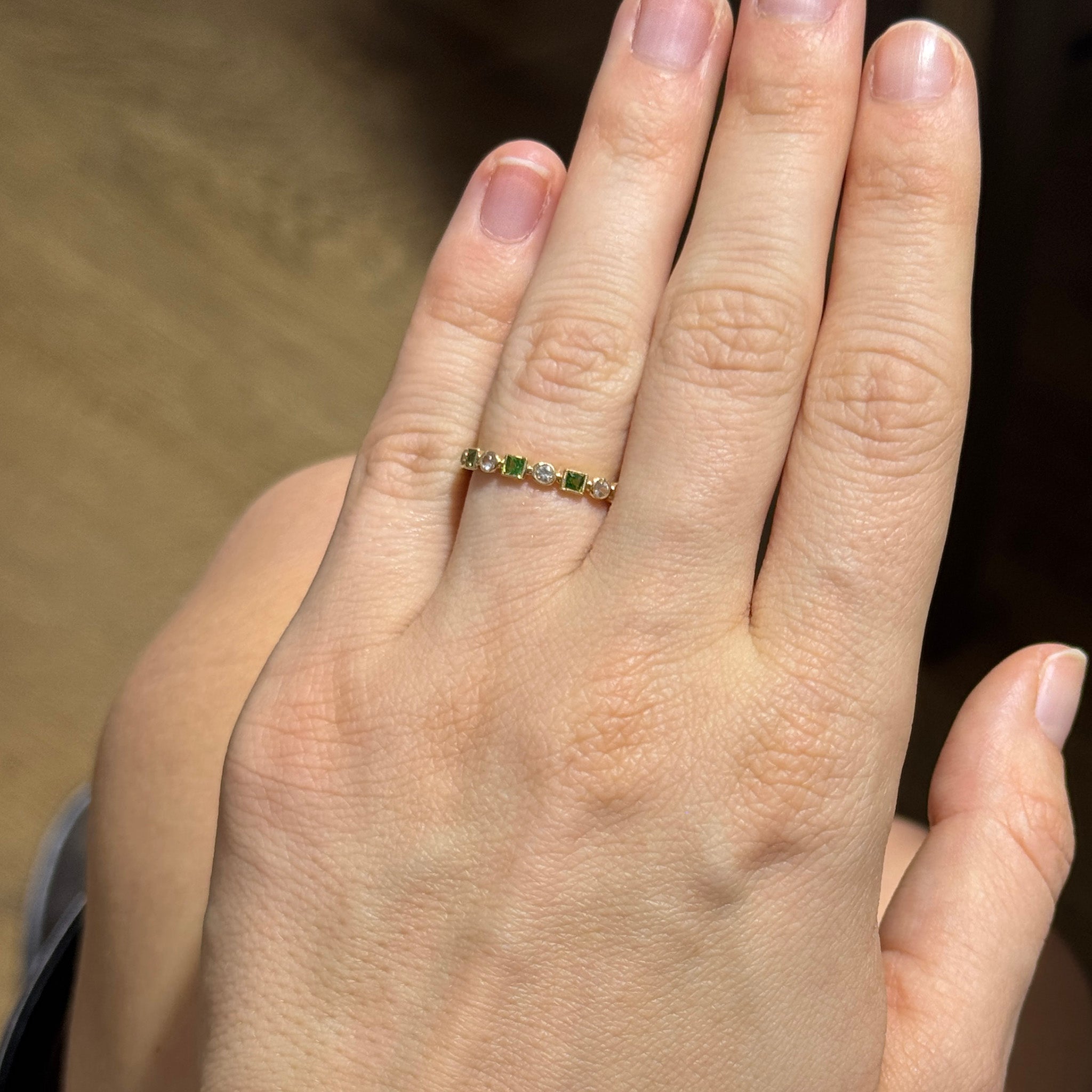 Tsavorite & White Sapphire 14K Yellow Gold Eternity Band