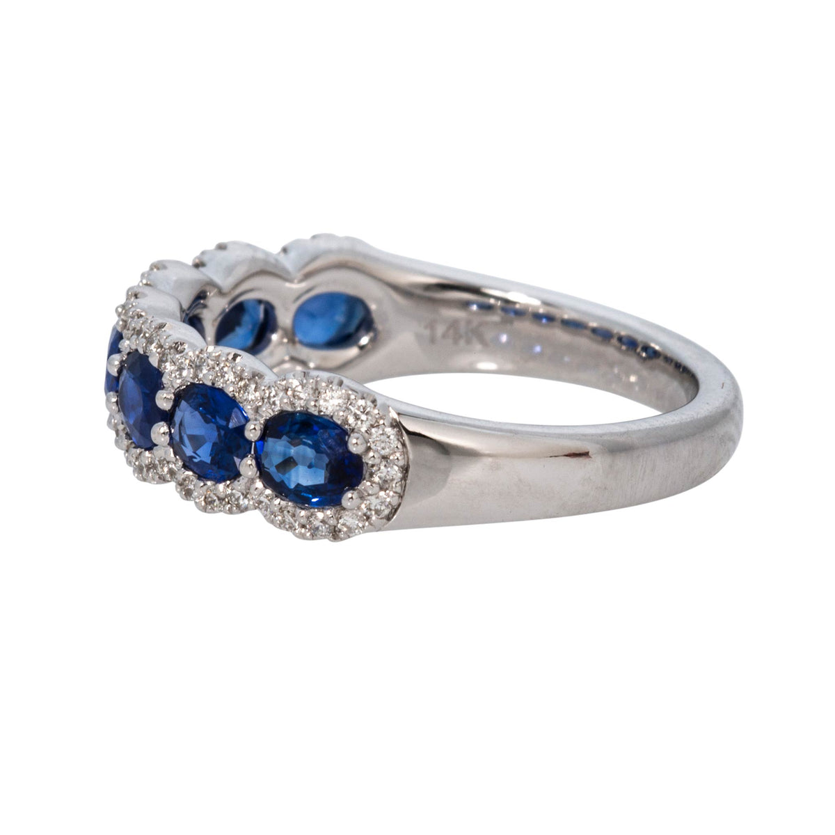 Oval Sapphire & Pavé Diamond 14K White Gold Band
