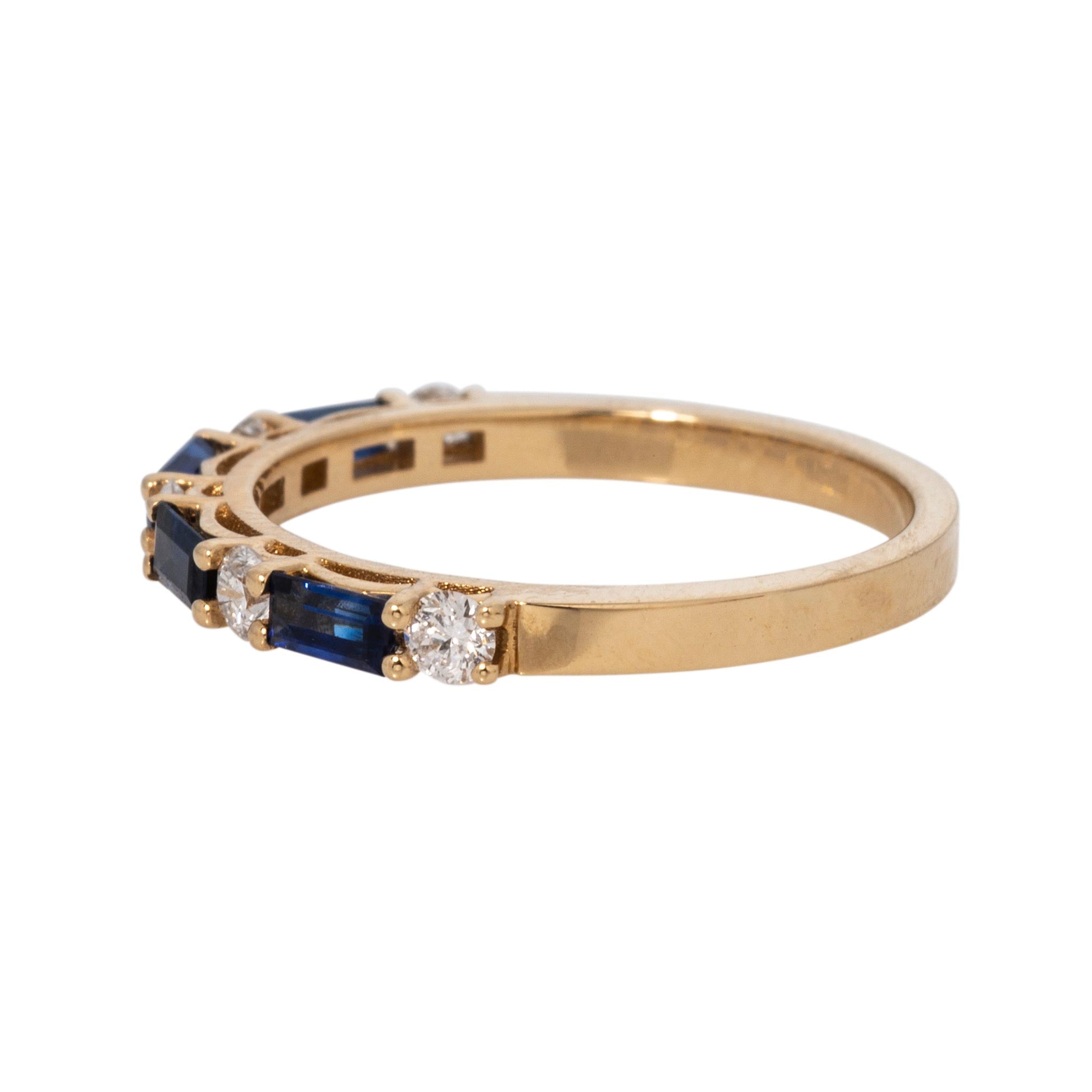 Baguette Sapphire & Round Diamond 14K Yellow Gold Halfway Band